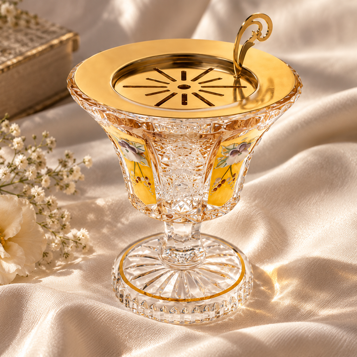 Diamant Footed Bowl, Floral, Lifestyle