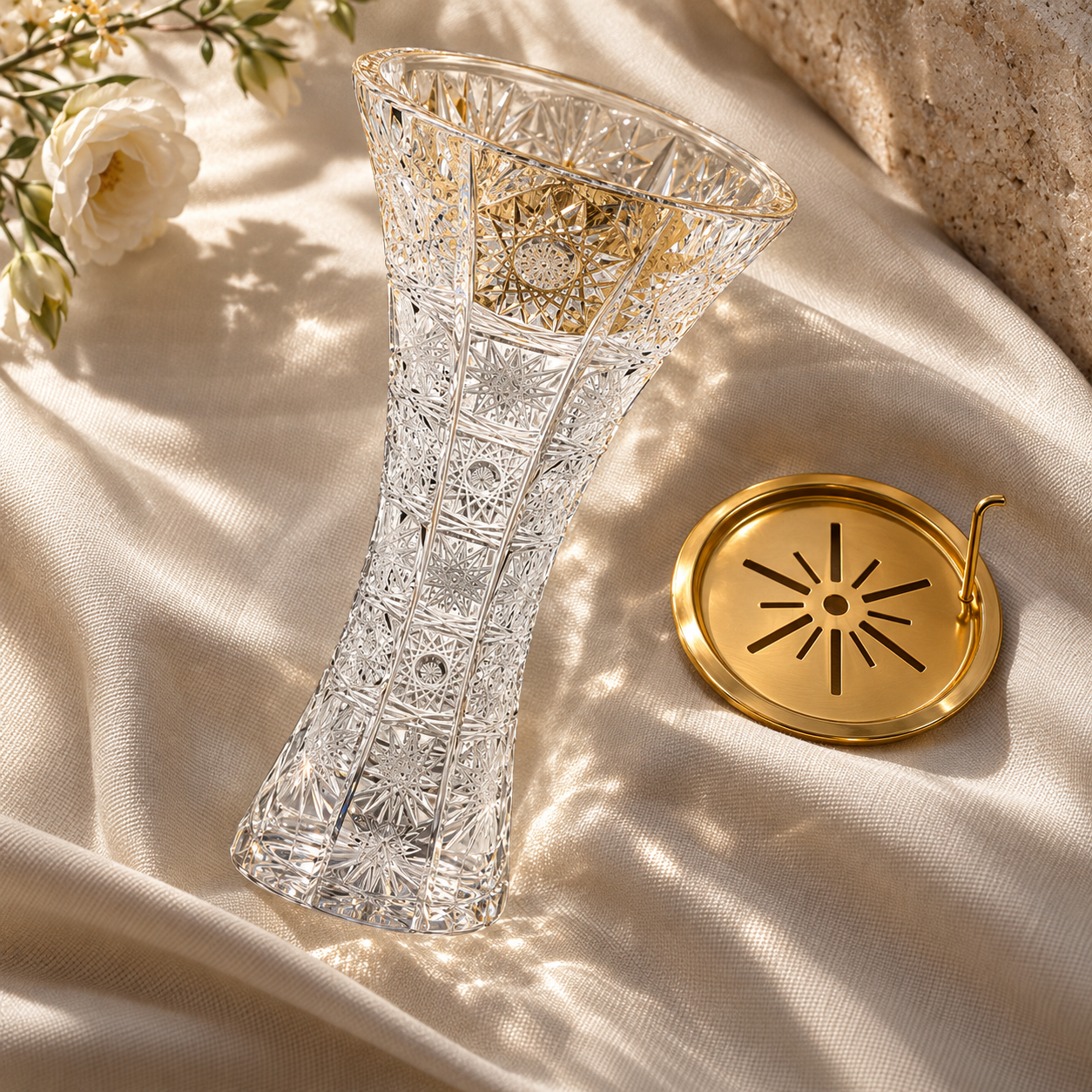 Solstice Crystal Incense Vase, Tall, Lifestyle