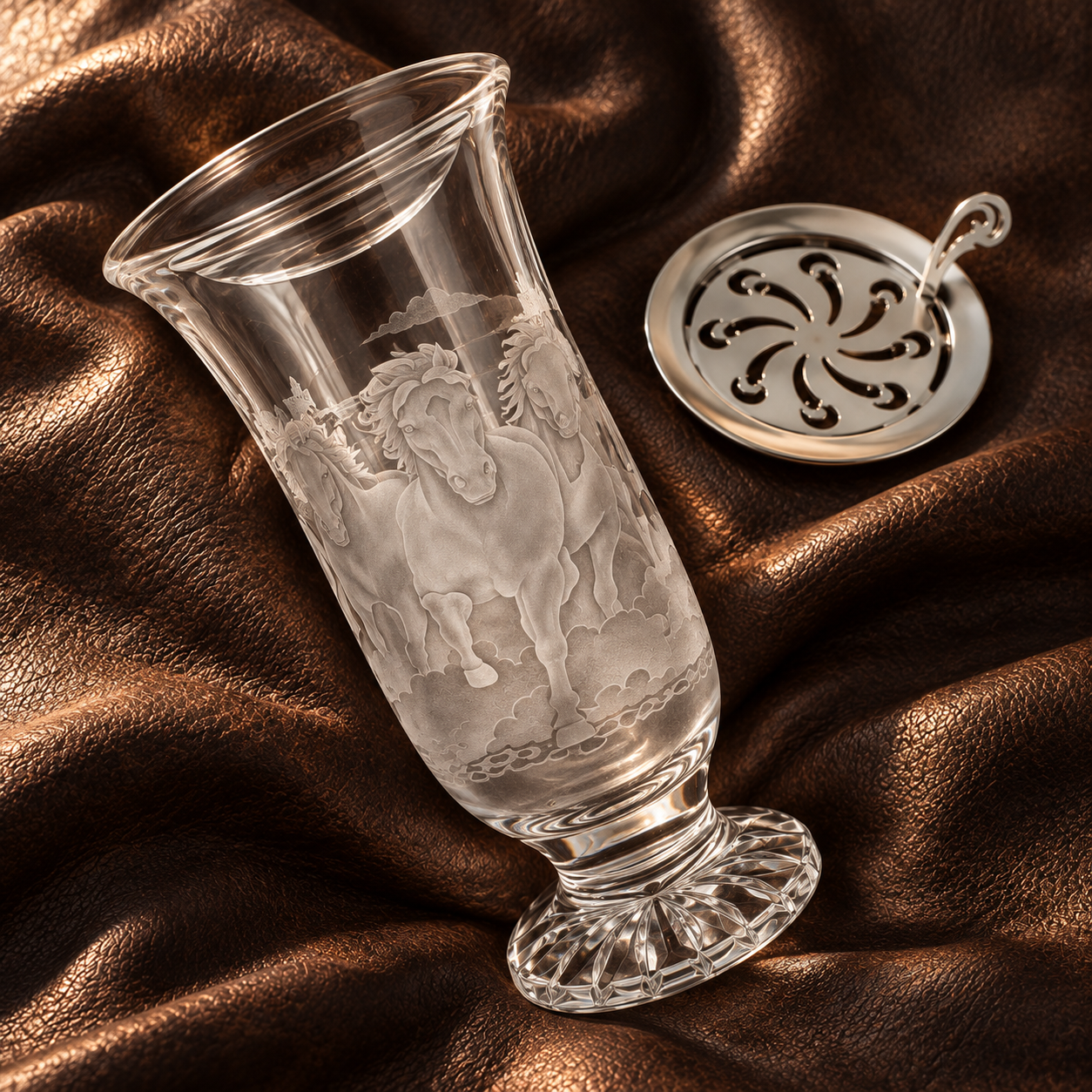 Arabian Horses Herd Engraved Crystal Incense Burner, Lifestyle