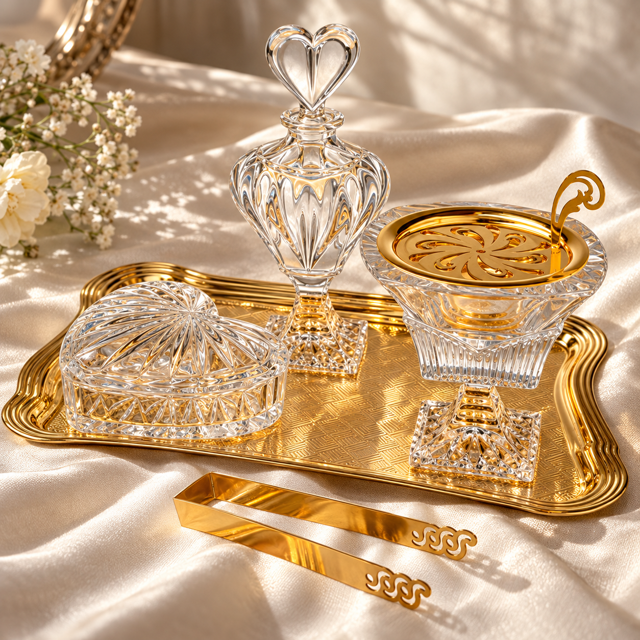 Aroma Quintet Crystal Vanity Set, Heart Flacon, Lifestyle