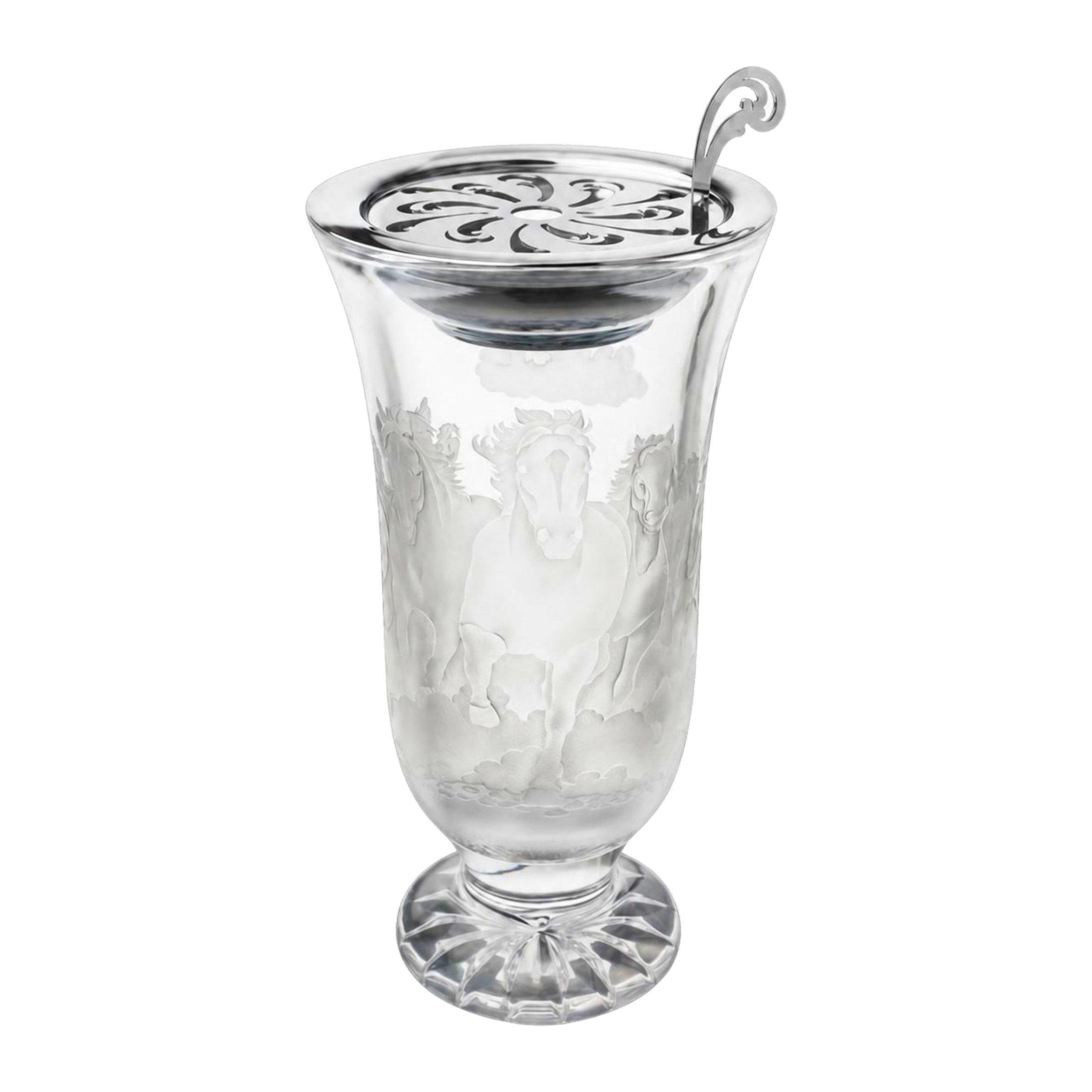 Arabian Horses Herd Engraved Crystal Incense Burner