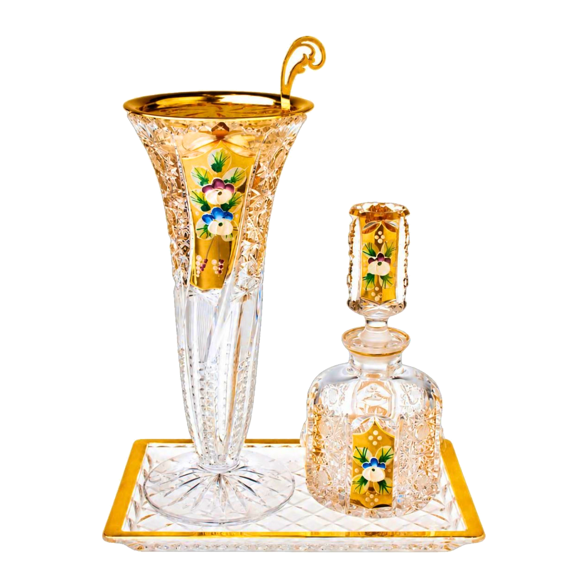 Aroma Trio Crystal Vanity Set, Gold Floral