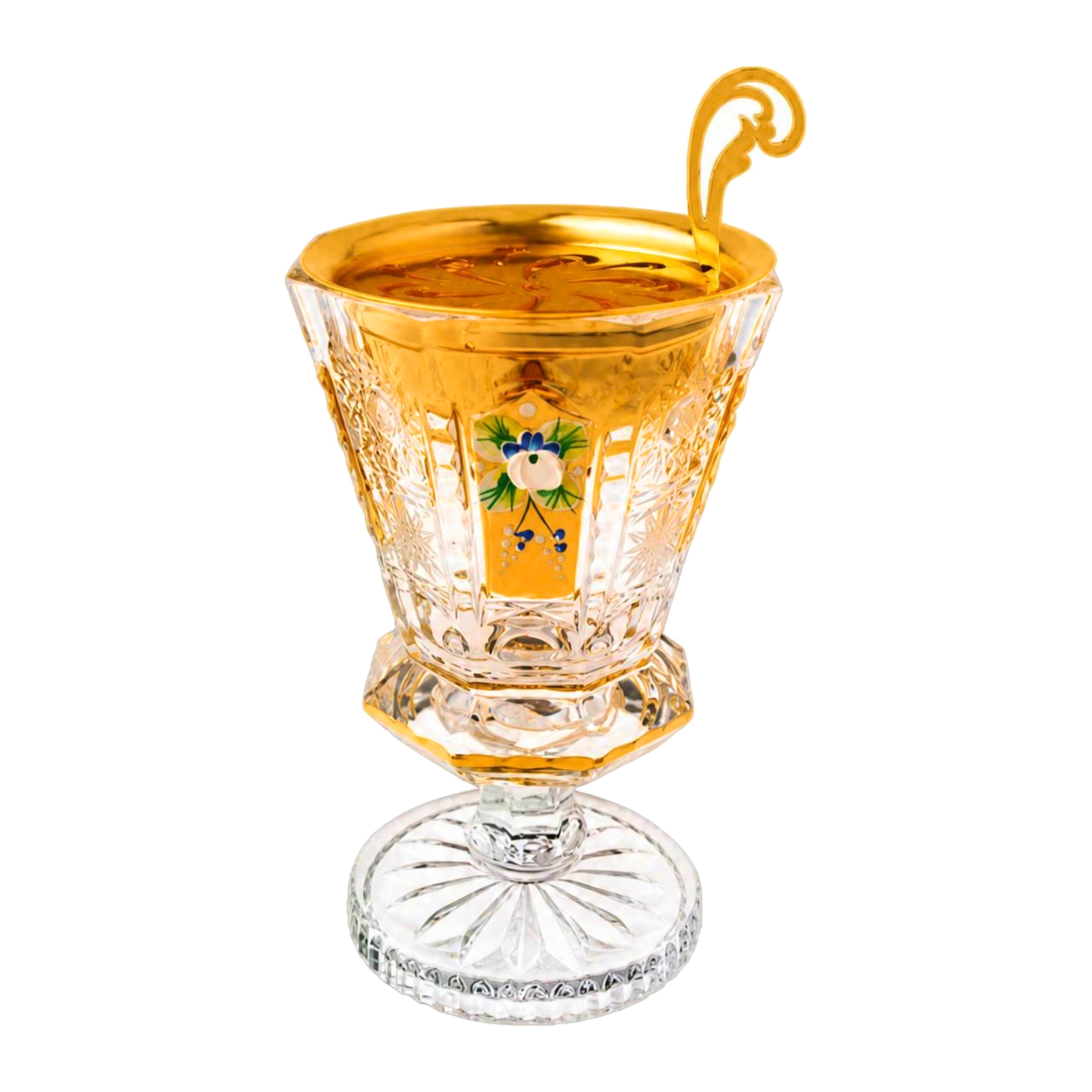 Belvedere Crystal Incense Goblet, Short Floral