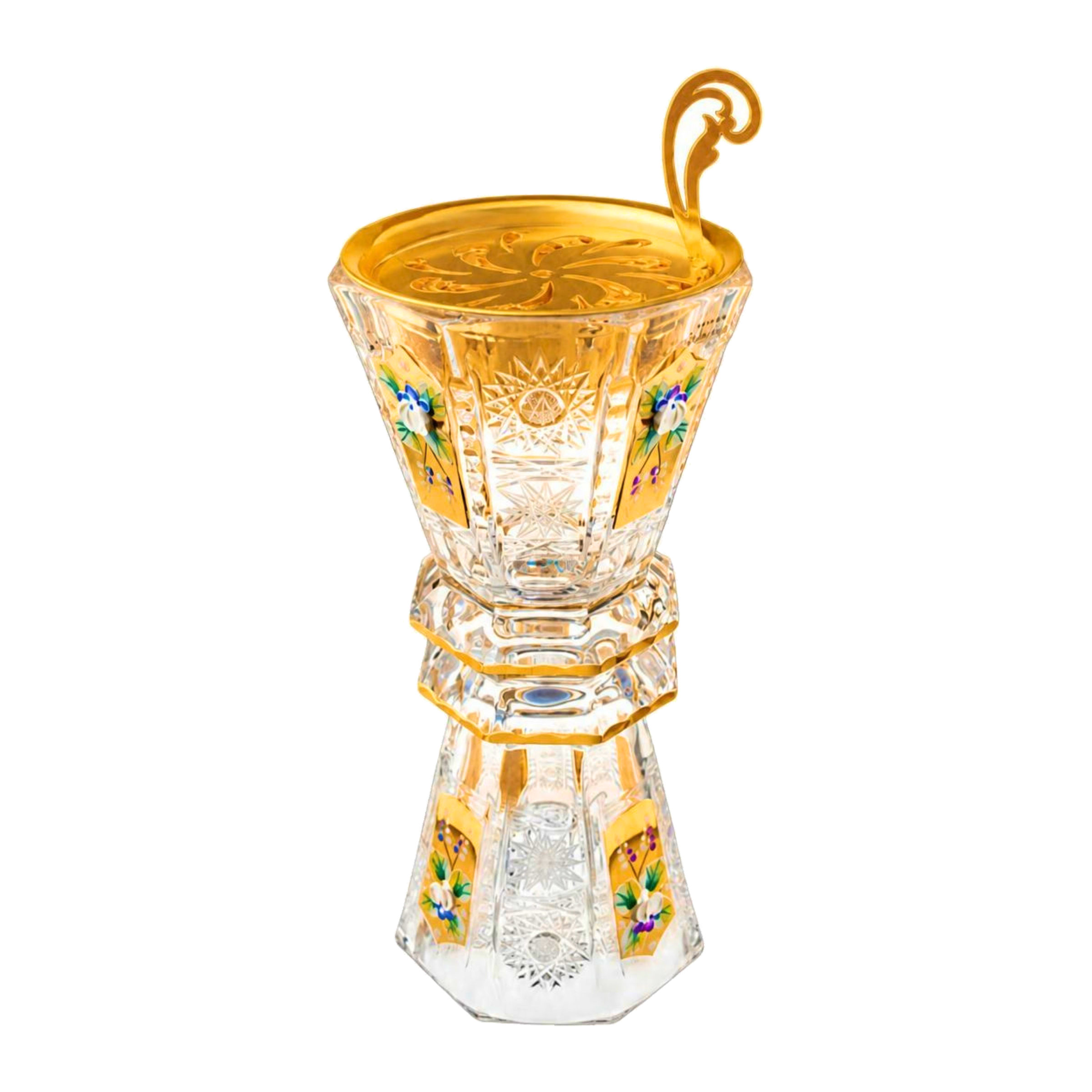 Belvedere Crystal Incense Goblet, Tall Floral