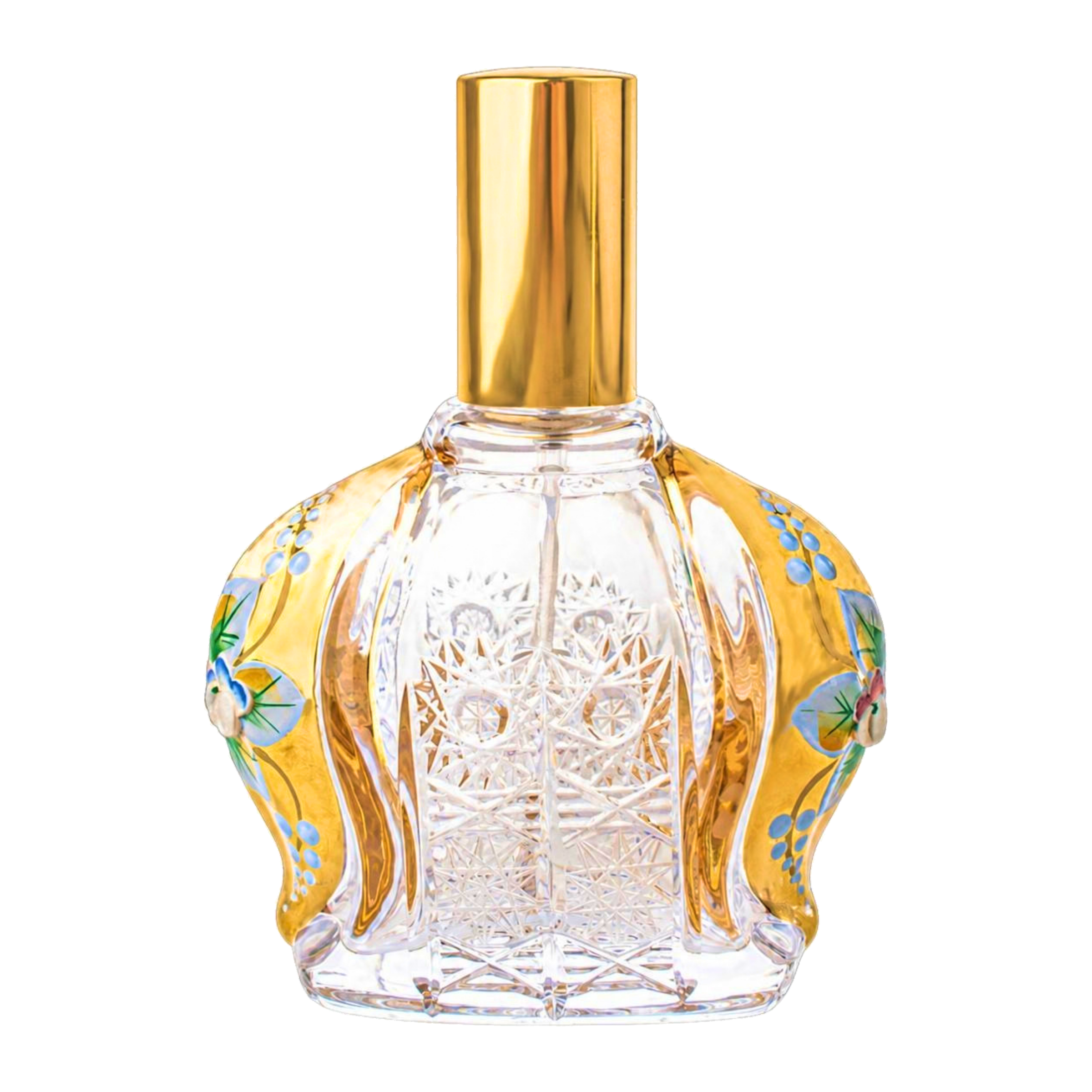Dome Gold Floral Perfume Flacon - Clear with Gold