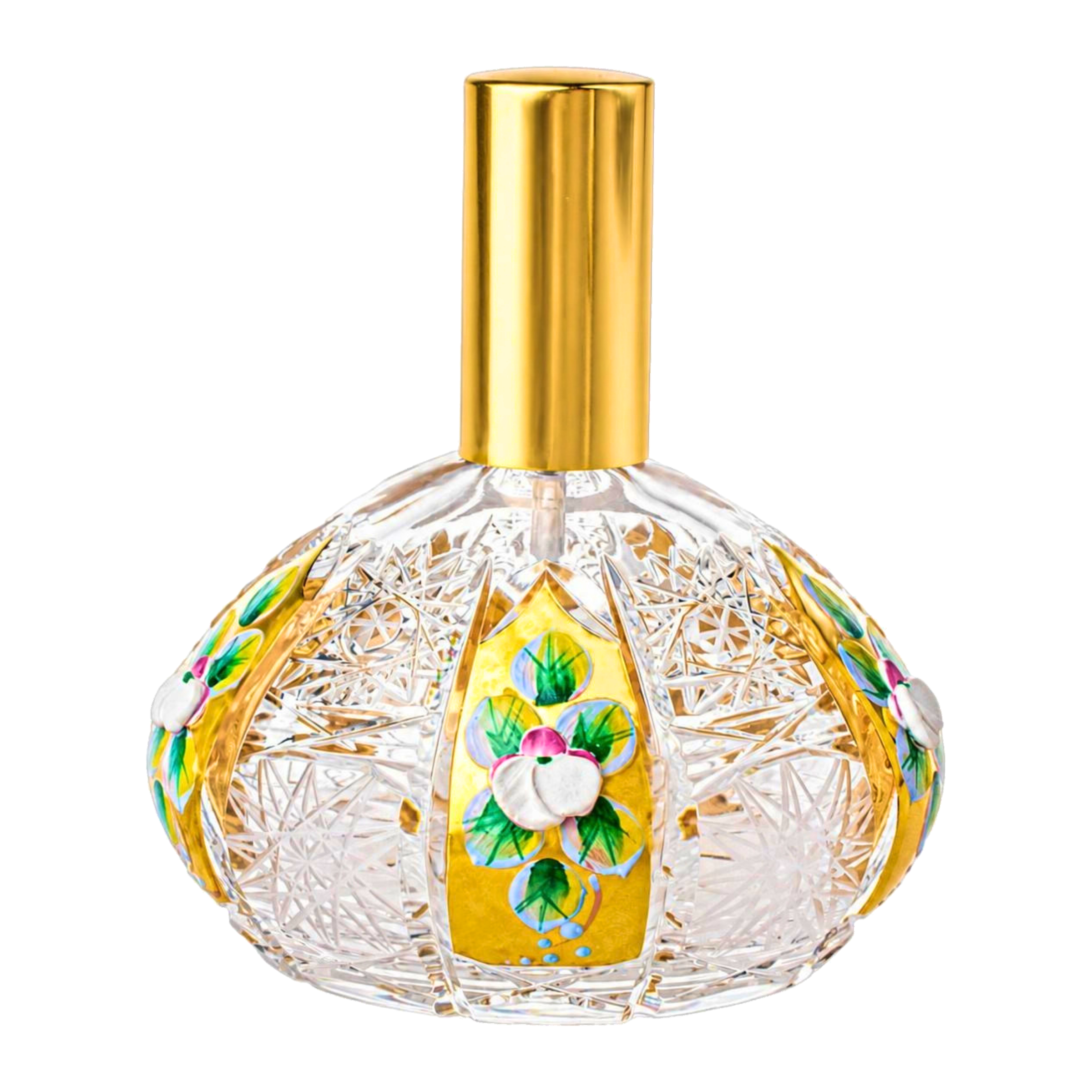 Dome Gold Floral Perfume Flacon, Large - Clear with Gold