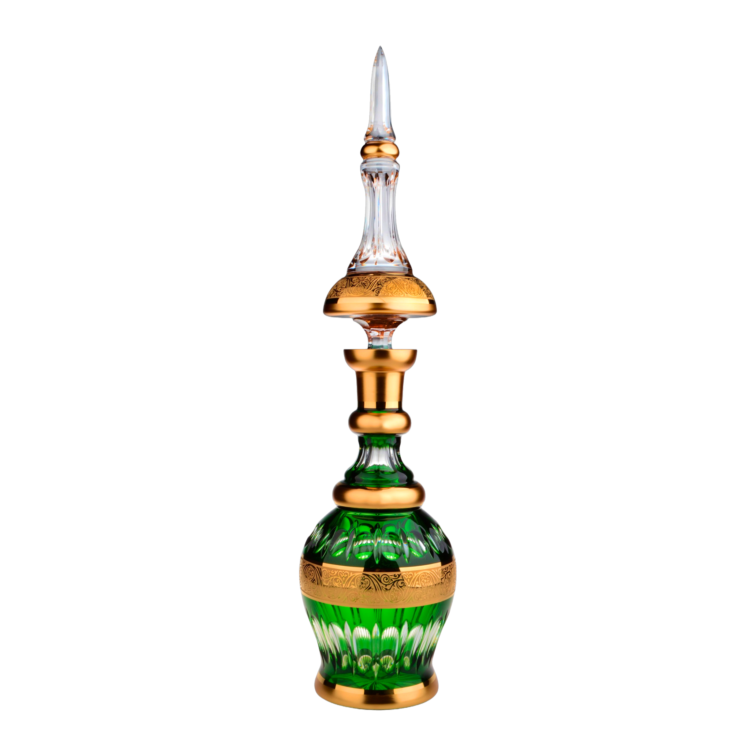 Grand Persian Crystal Bottle - Green & Gold, 73 cm