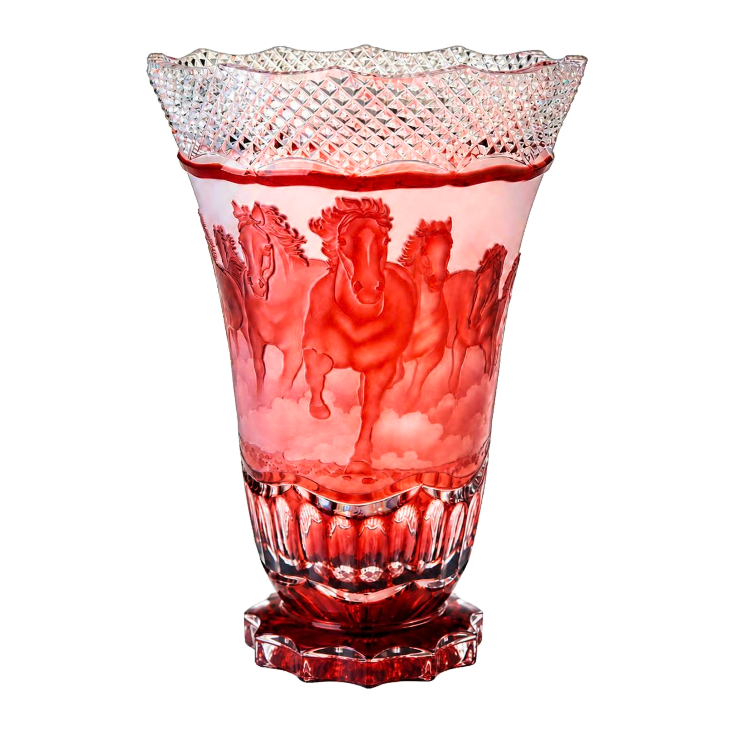 Horse Herd Vase Diamond - Ruby Red