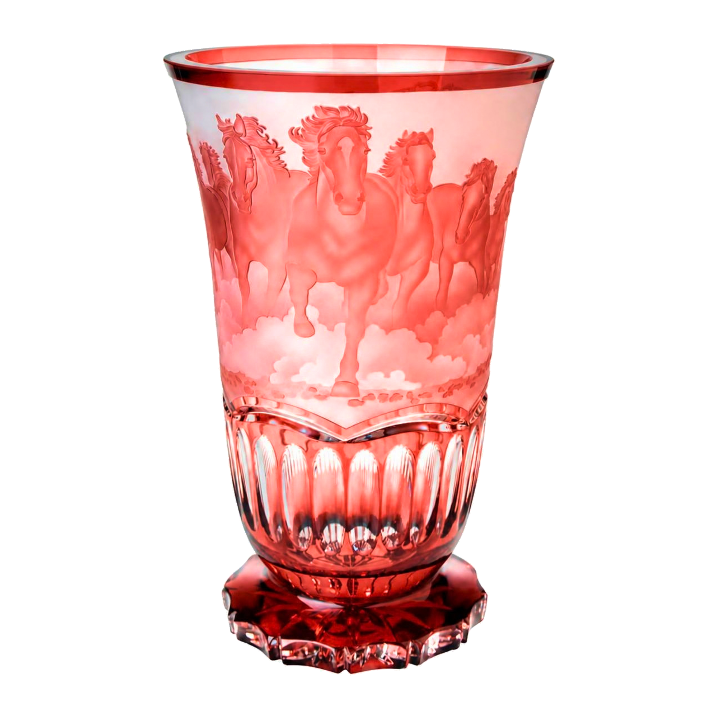 Horse Herd Vase Flare - Ruby Red