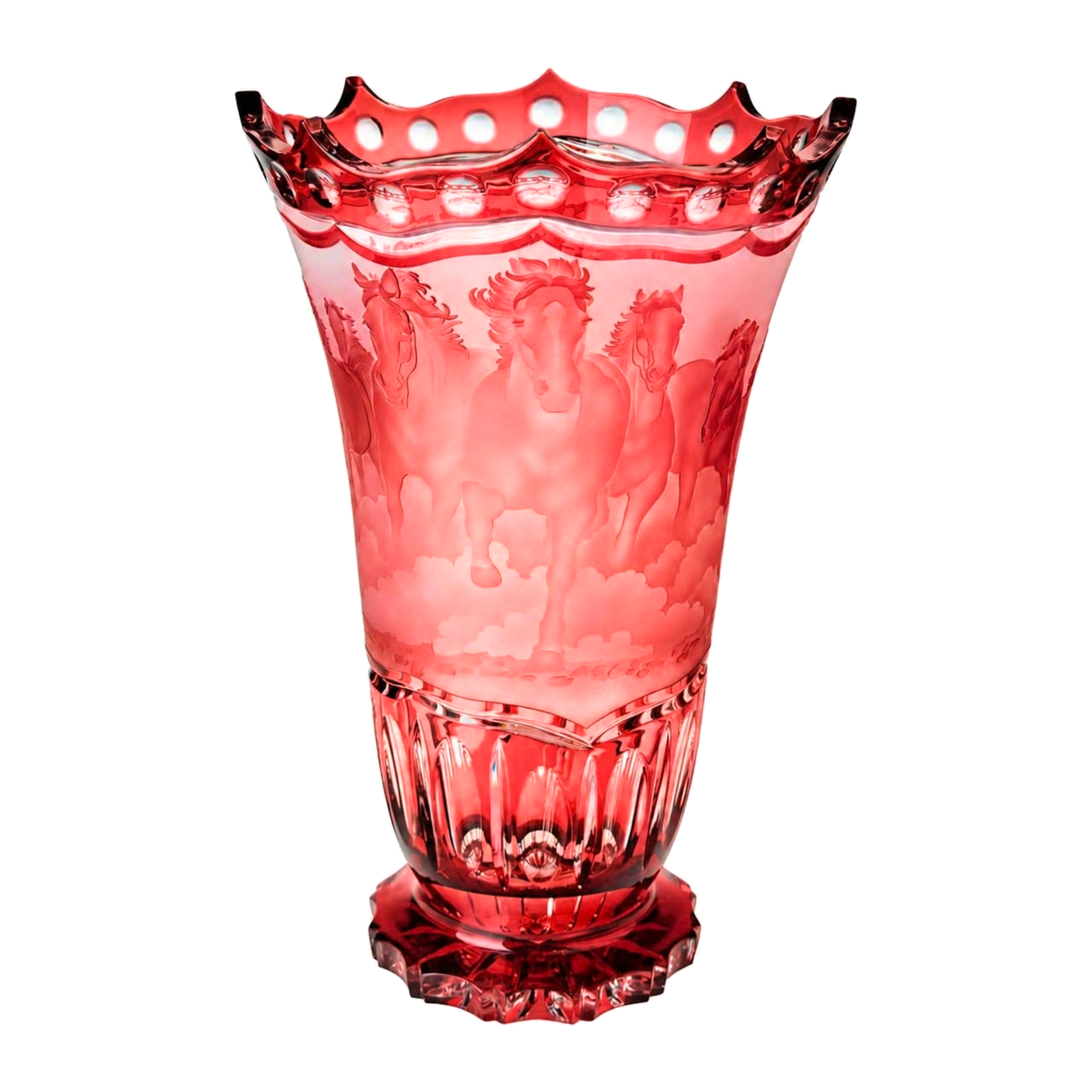 Horse Herd Vase Medallion - Ruby Red