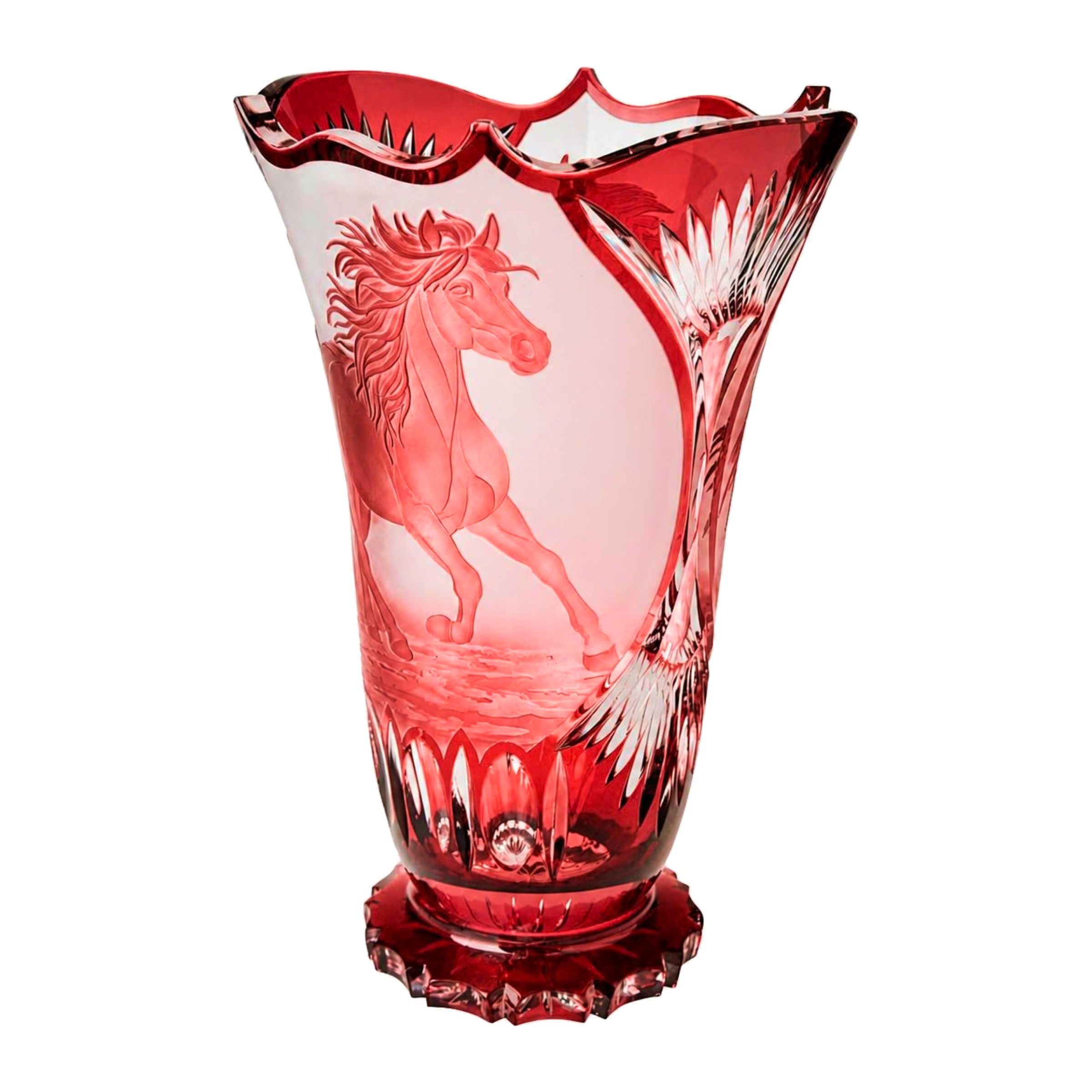 Horse Vase Leaf - Ruby Red