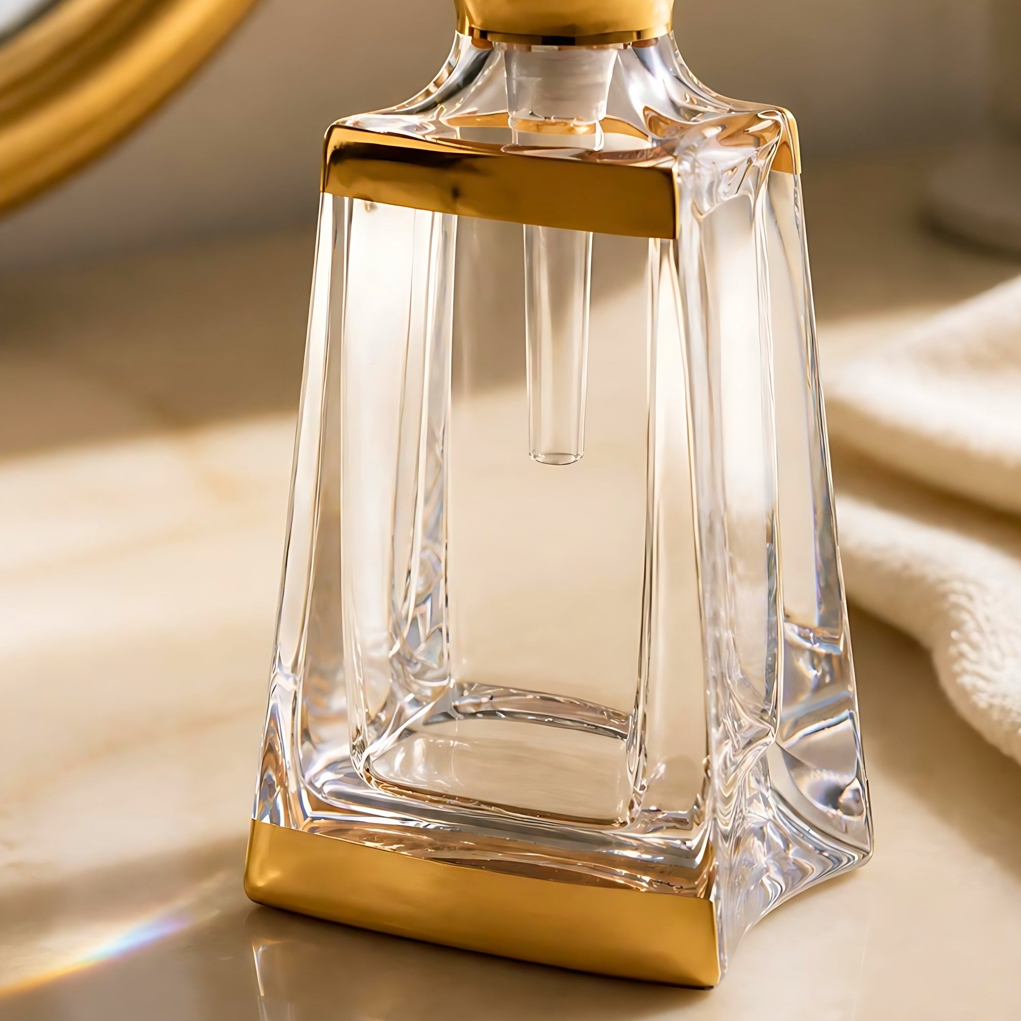 Kathrene Banded Perfume Flacon - Gold, Close Up
