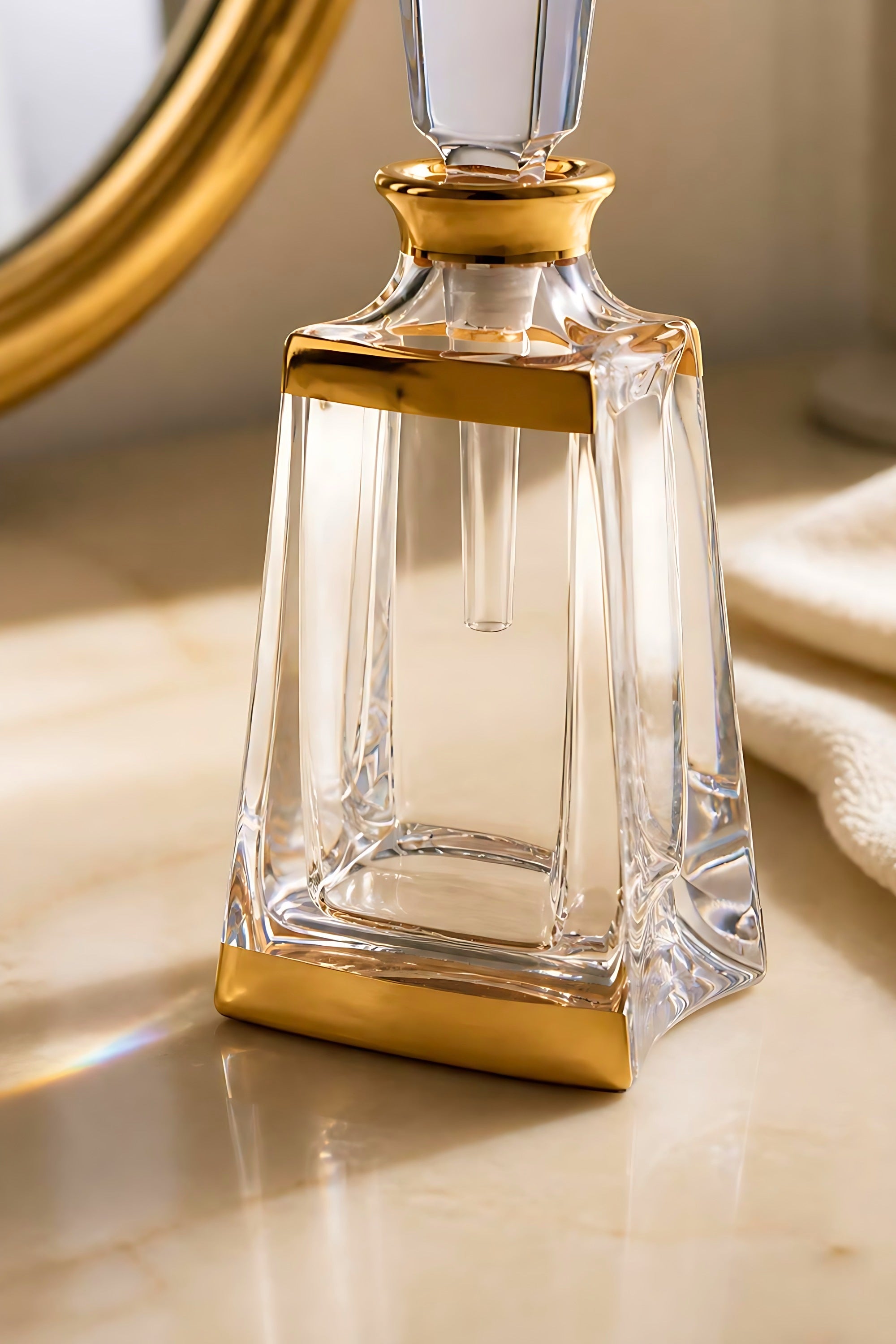 Kathrene Banded Perfume Flacon - Gold, Close Up