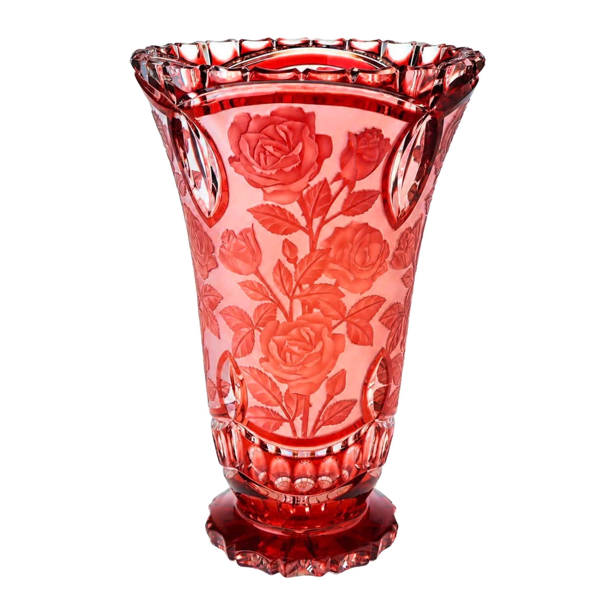 Rose Vase Fluted - Ruby Red