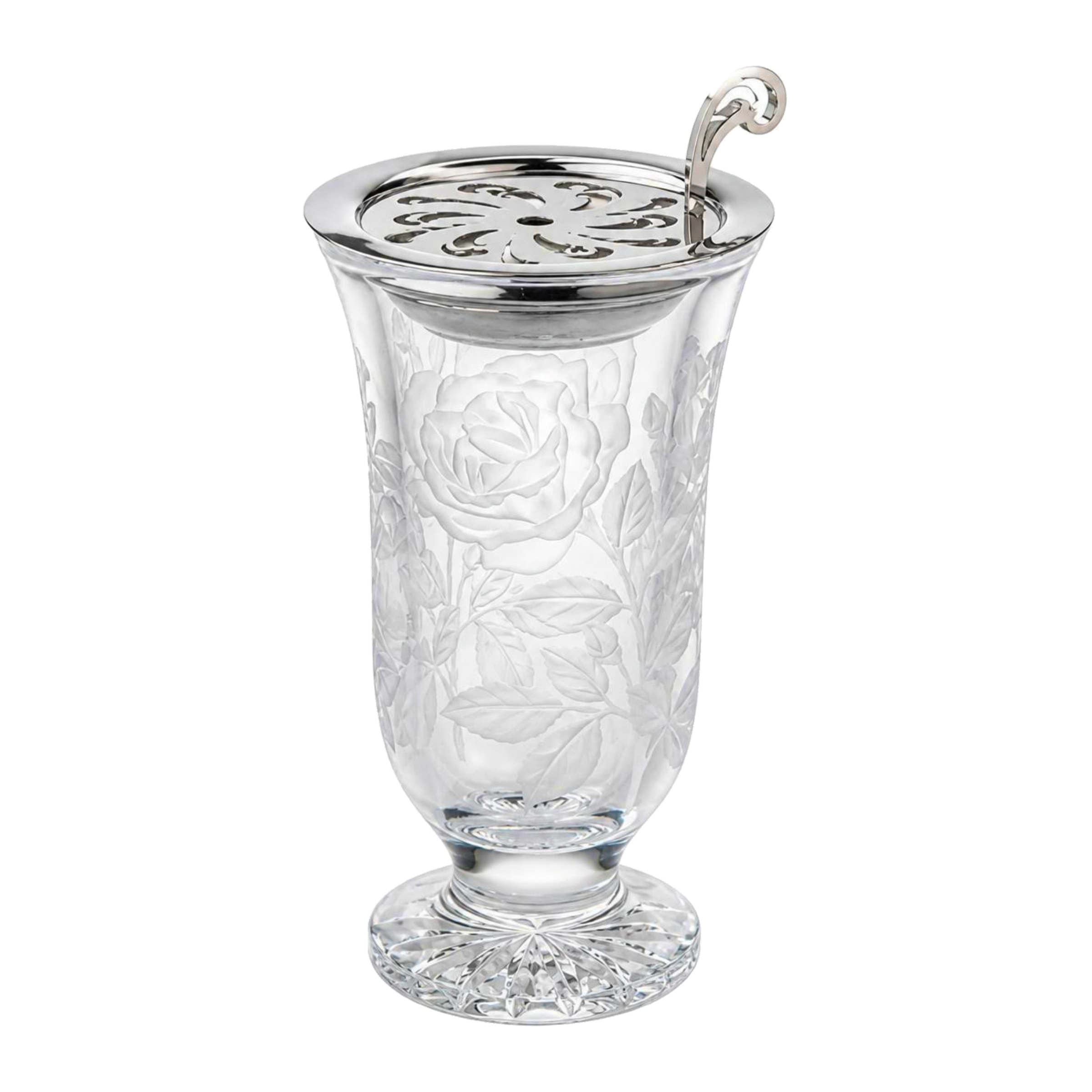 Roses Engraved Crystal Incense Burner
