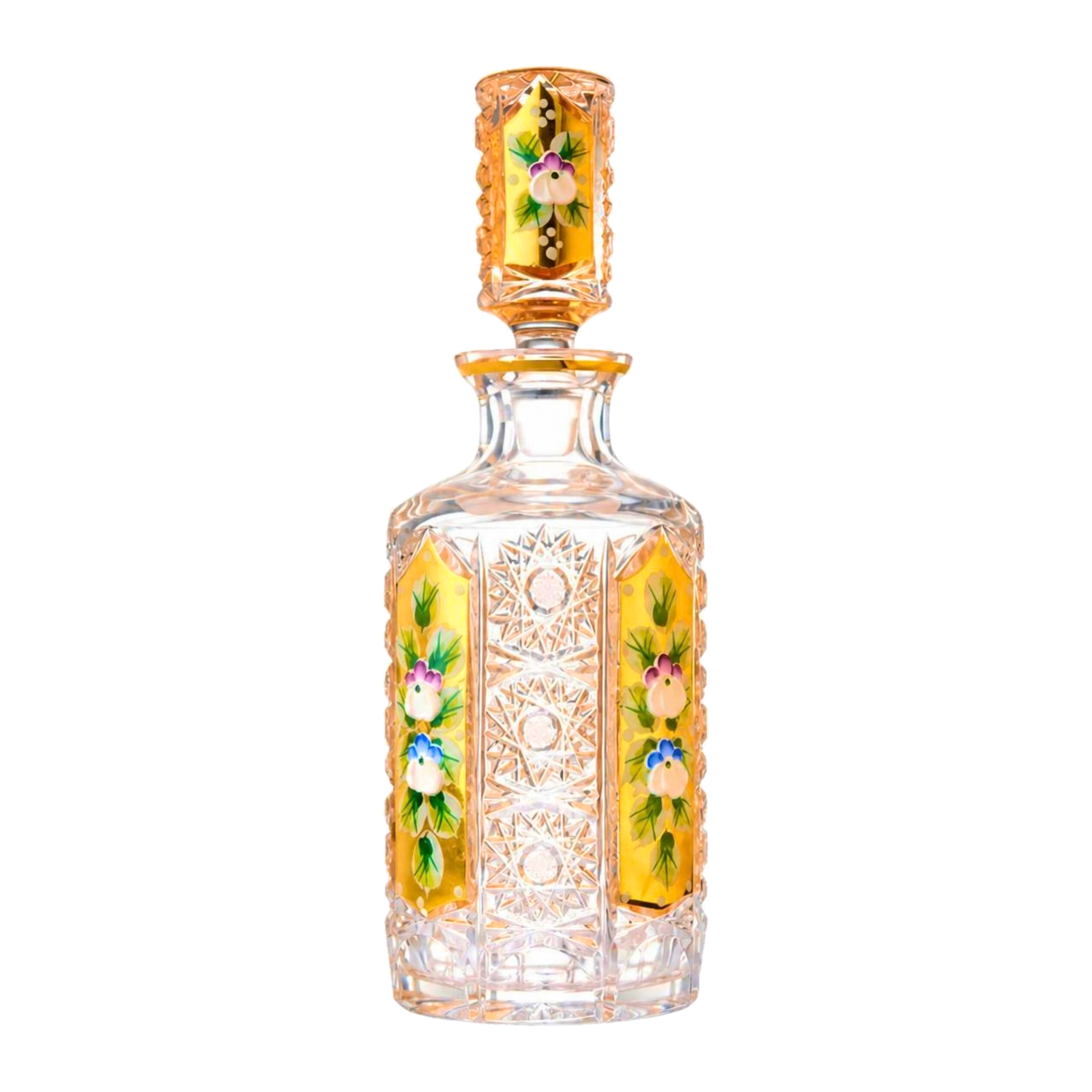 Royale Gold Floral Perfume Decanter, Large - Clear with Gold