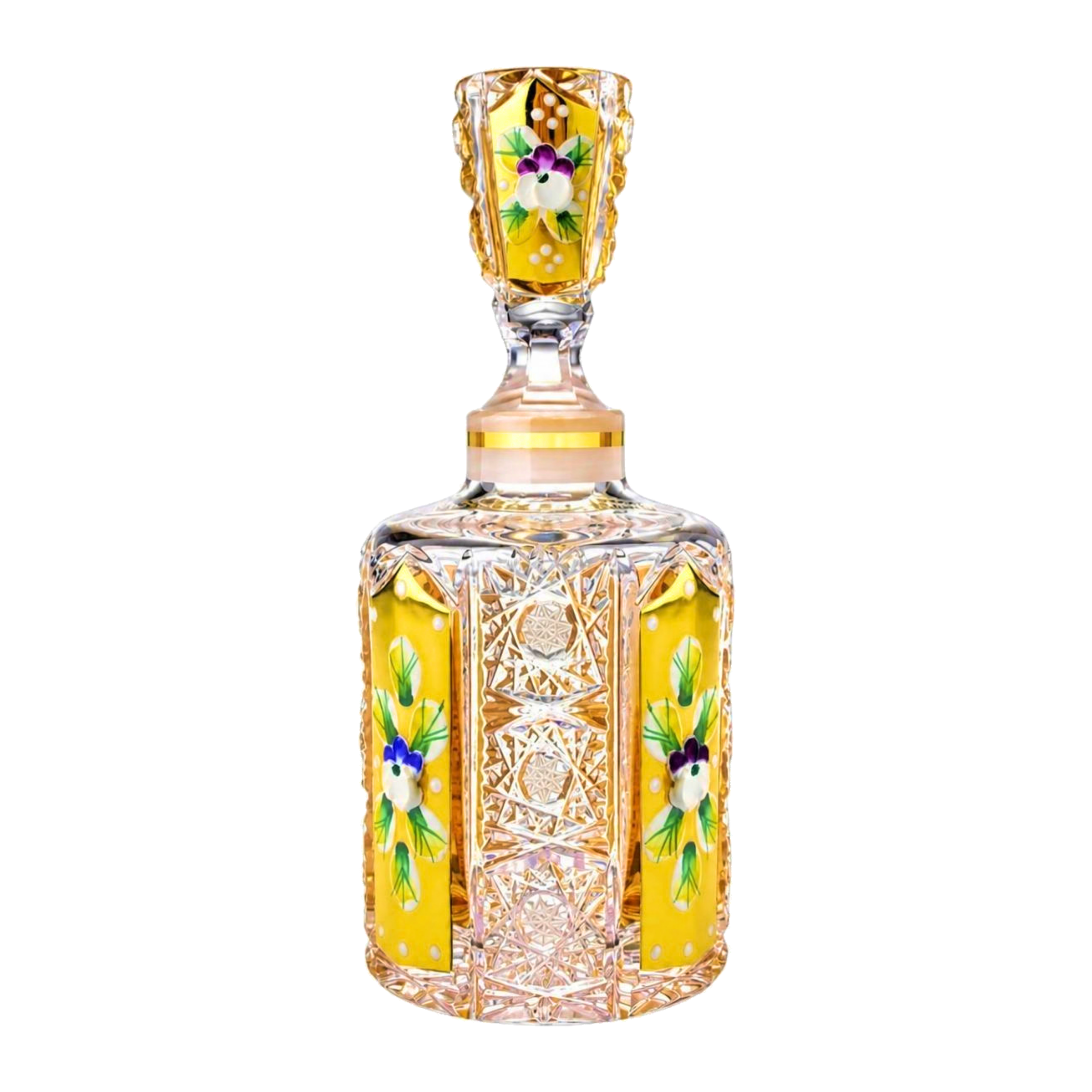 Royale Gold Floral Tall Perfume Decanter - Clear with Gold