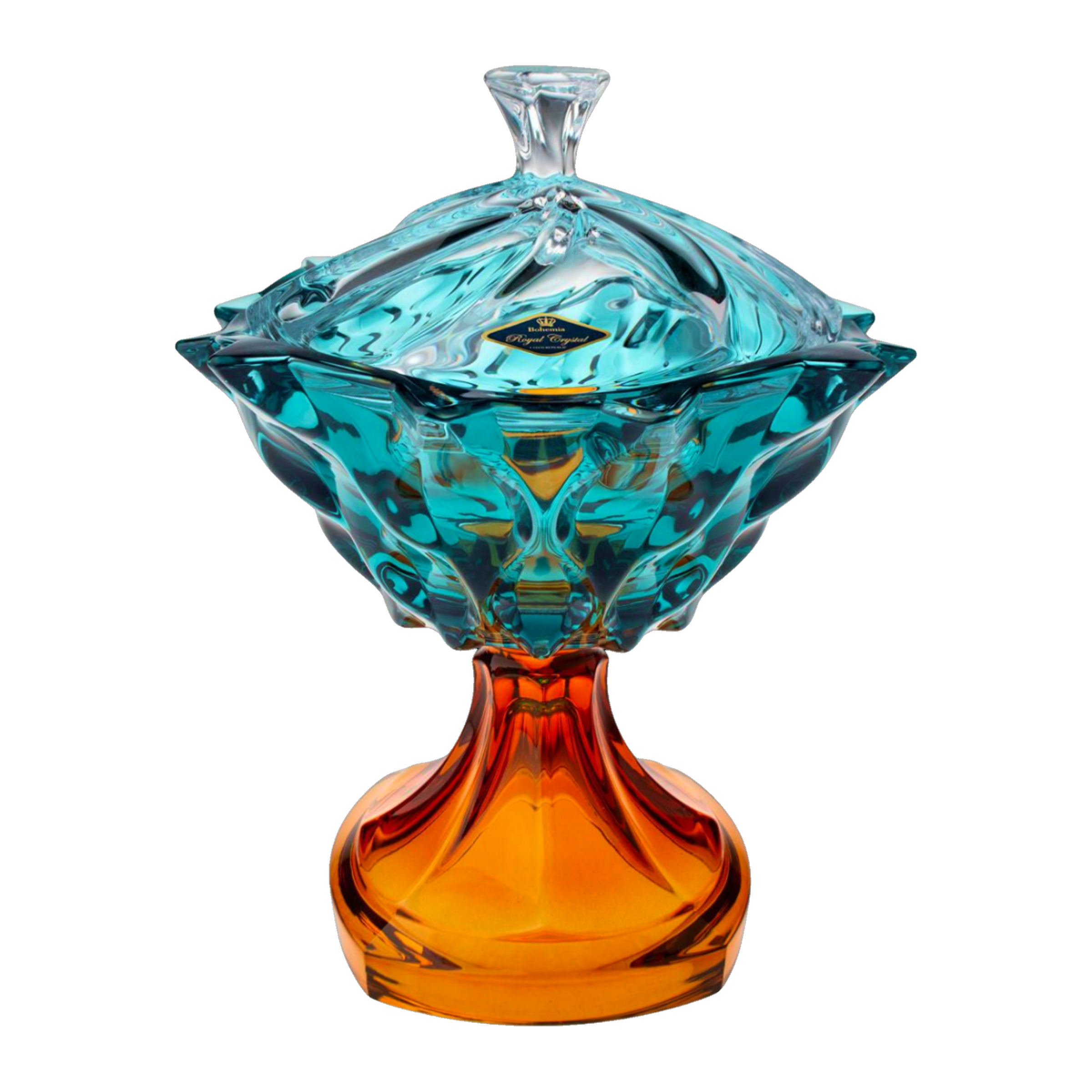 Samba Lidded Crystal Box in Azur
