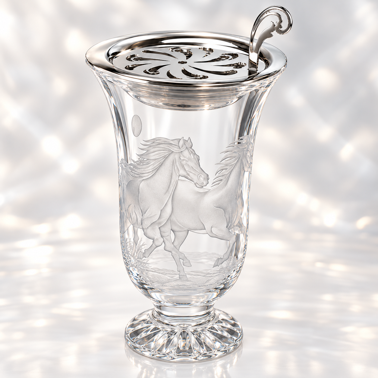 Arabian Horse Engraved Crystal Incense Burner