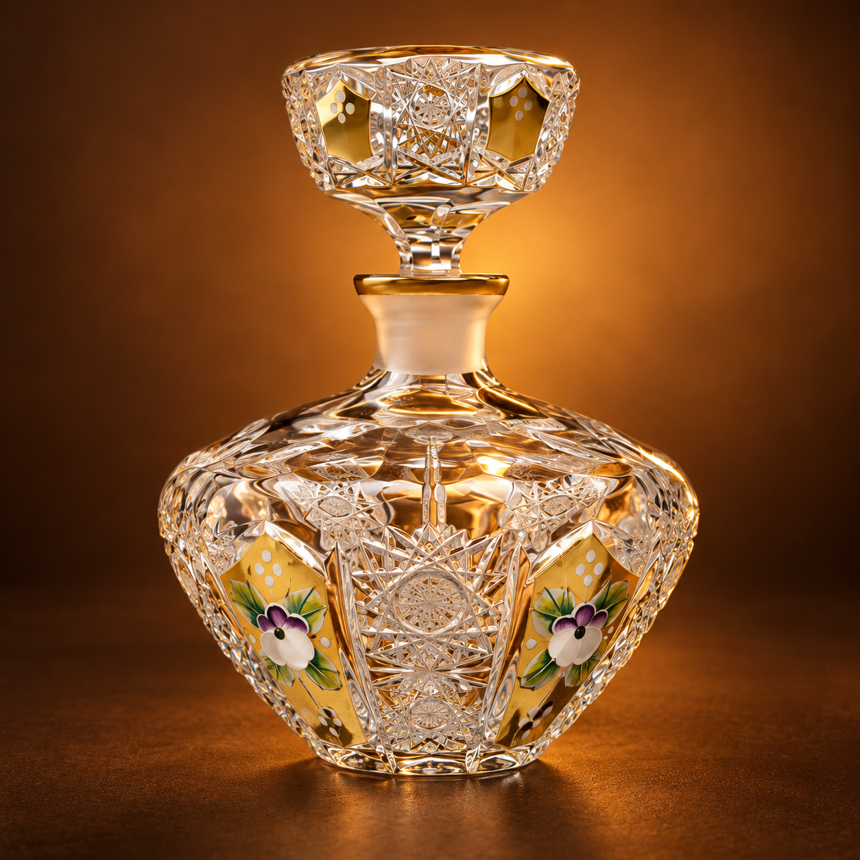 Imperiale Gold Floral Perfume Flacon - Clear with Gold