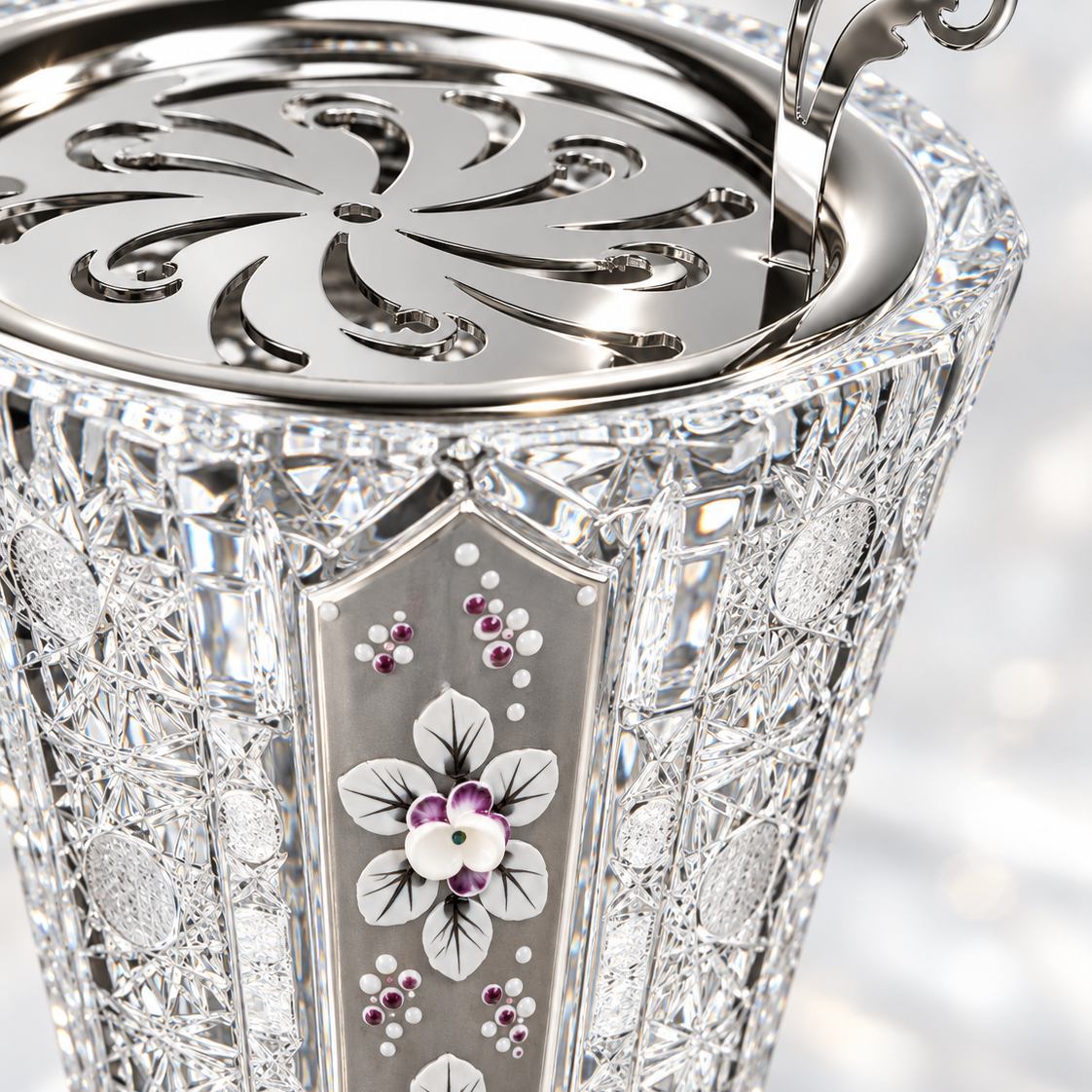Octave Argent Crystal Incense Burner, Close-up