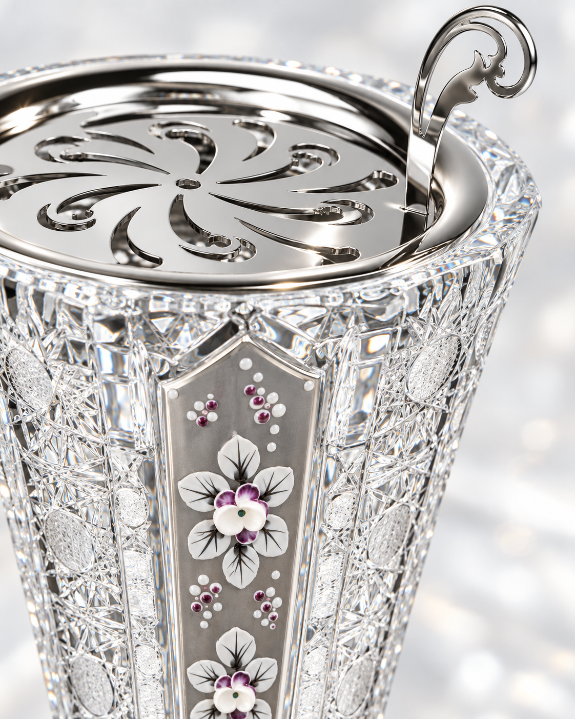 Octave Argent Crystal Incense Burner, Close-up
