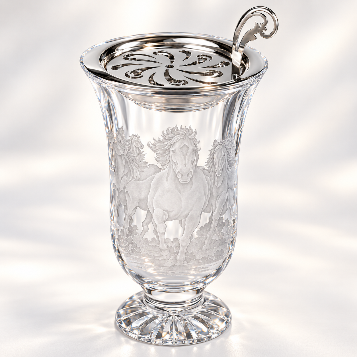 Arabian Horses Herd Engraved Crystal Incense Burner