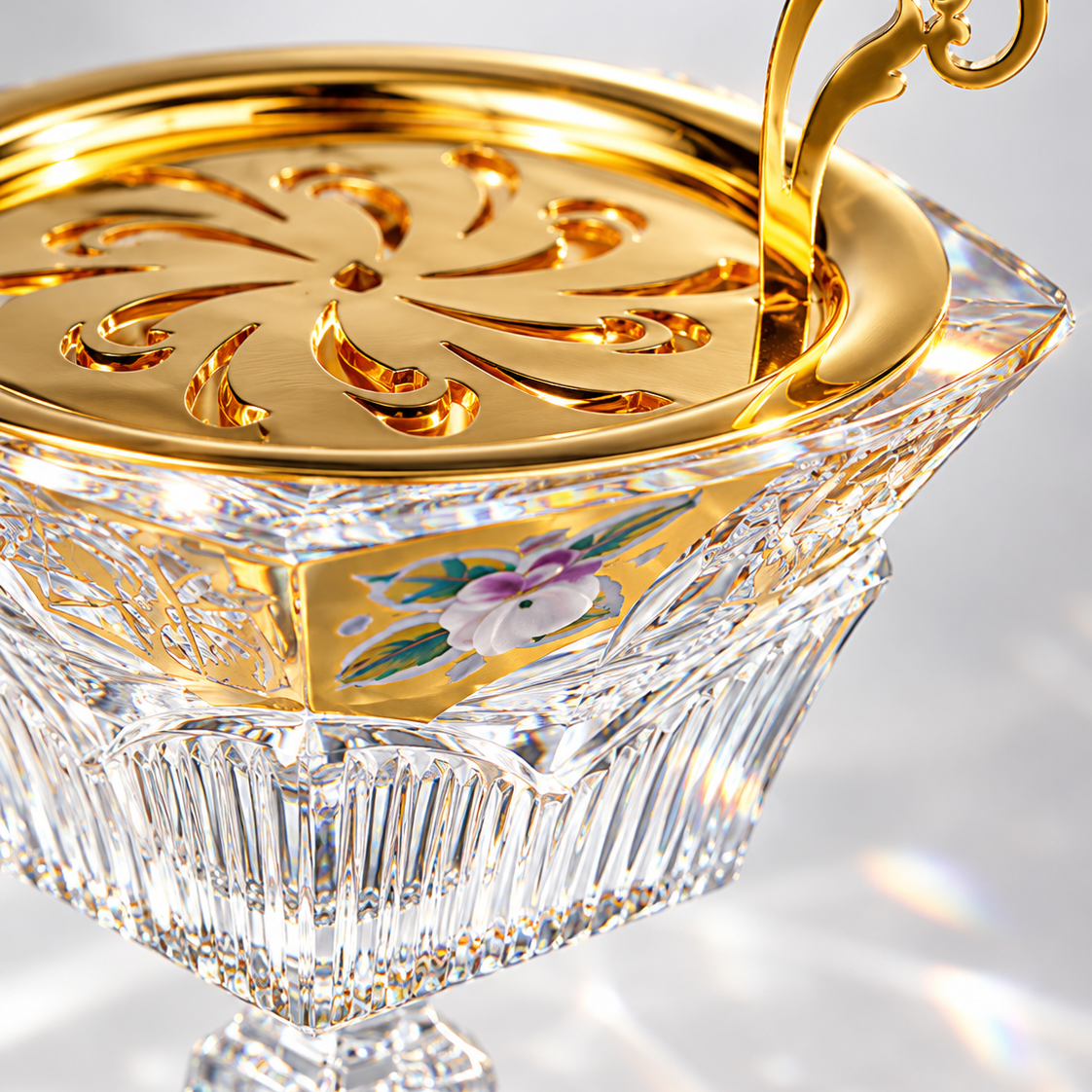Florale Chalice Crystal Incense Burner, Close-up