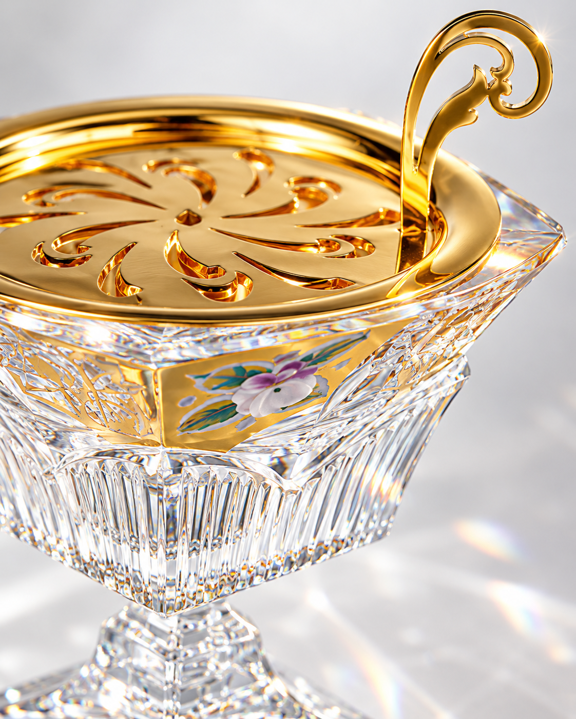 Florale Chalice Crystal Incense Burner, Close-up
