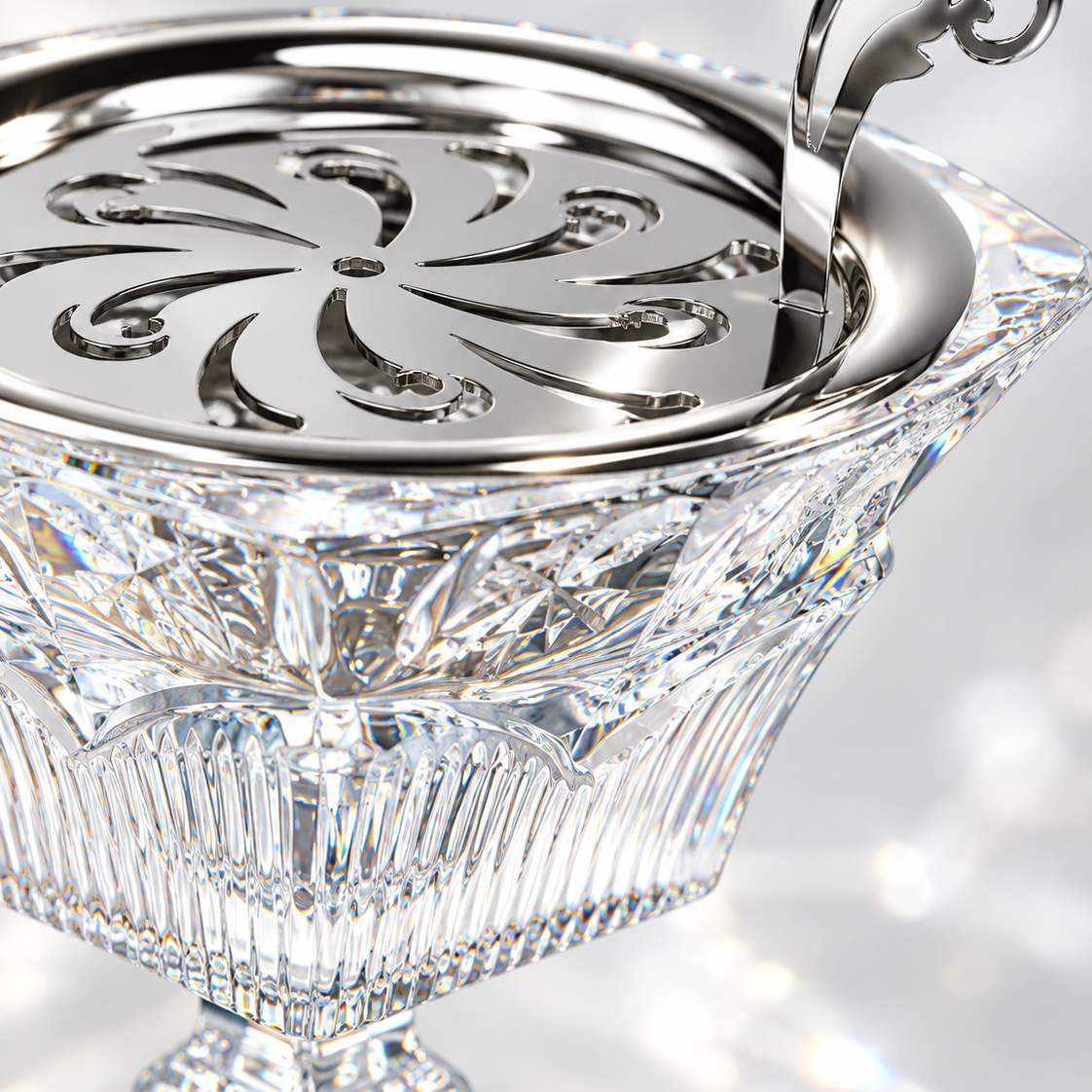 Argent Chalice Crystal Incense Burner, Close-up