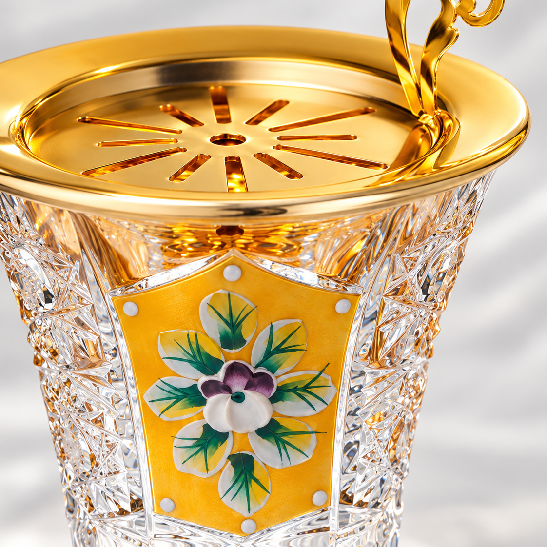 Fleurette Crystal Incense Vase, Close-up