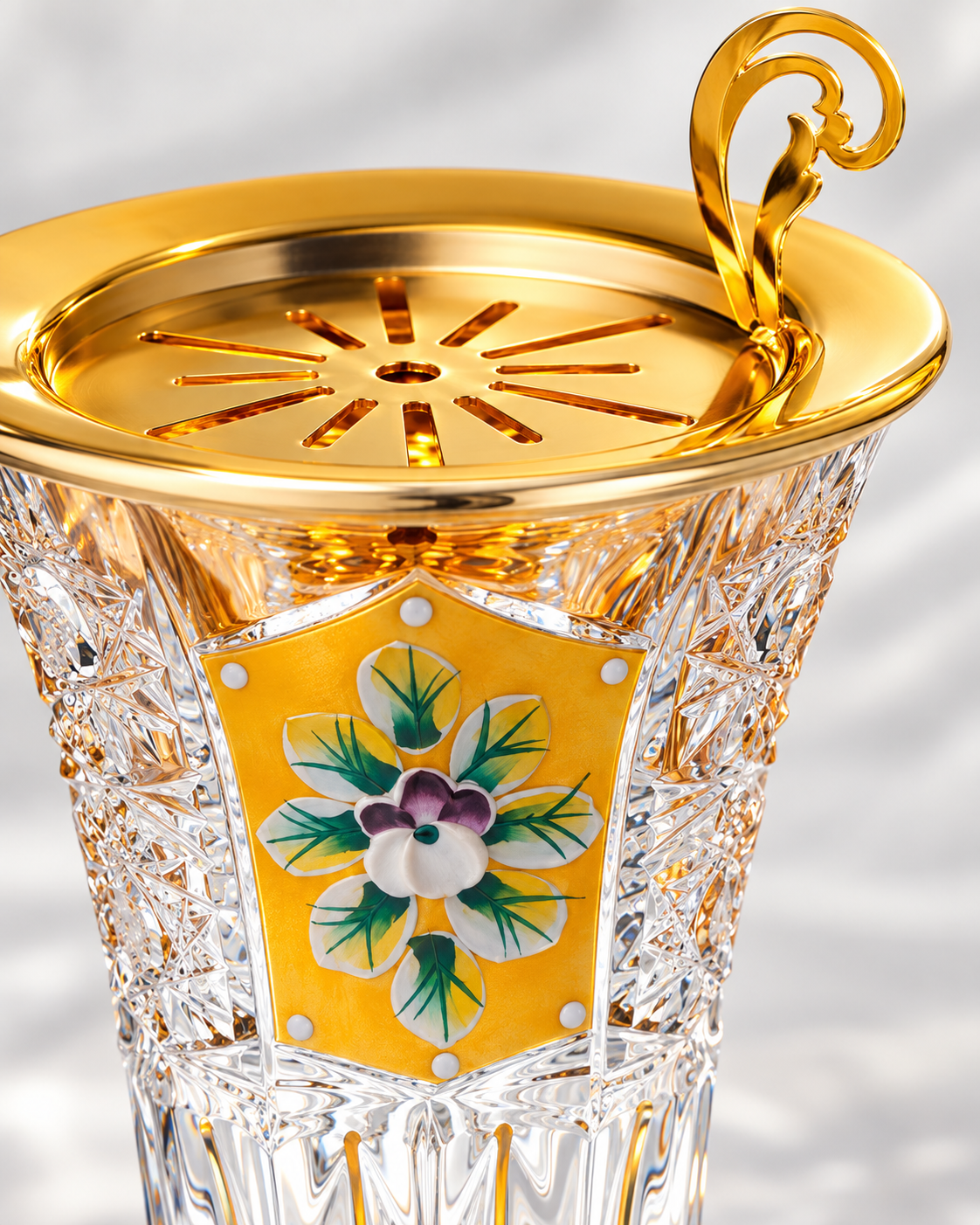 Fleurette Crystal Incense Vase, Close-up