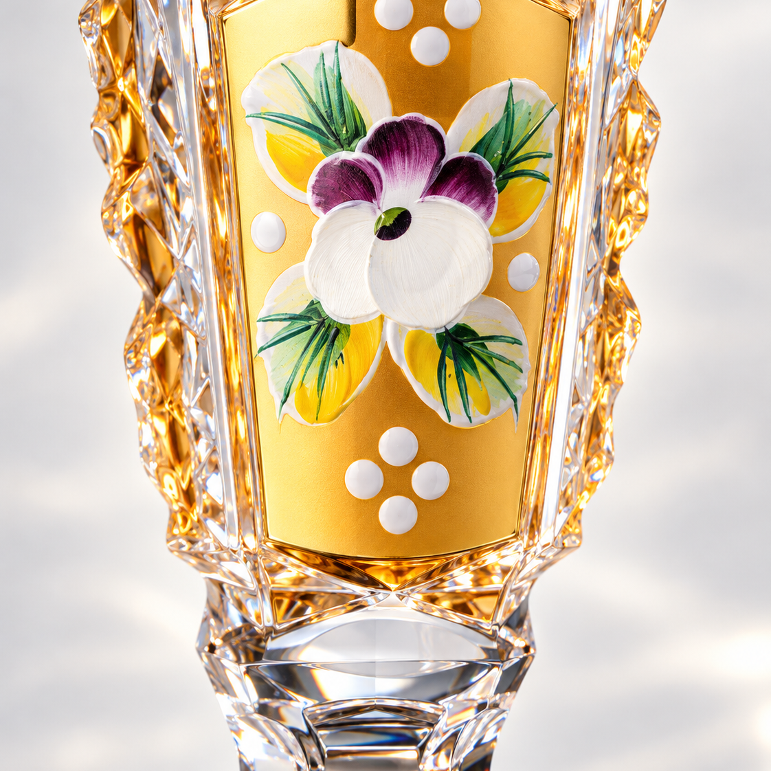 Royale Gold Floral Tall Perfume Decanter - Clear with Gold, Close-up