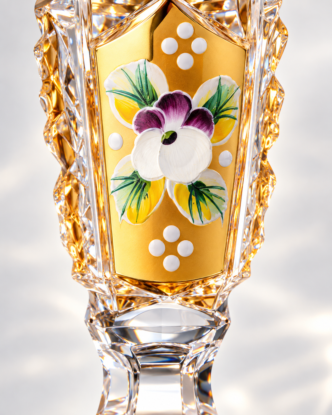 Royale Gold Floral Tall Perfume Decanter - Clear with Gold, Close-up