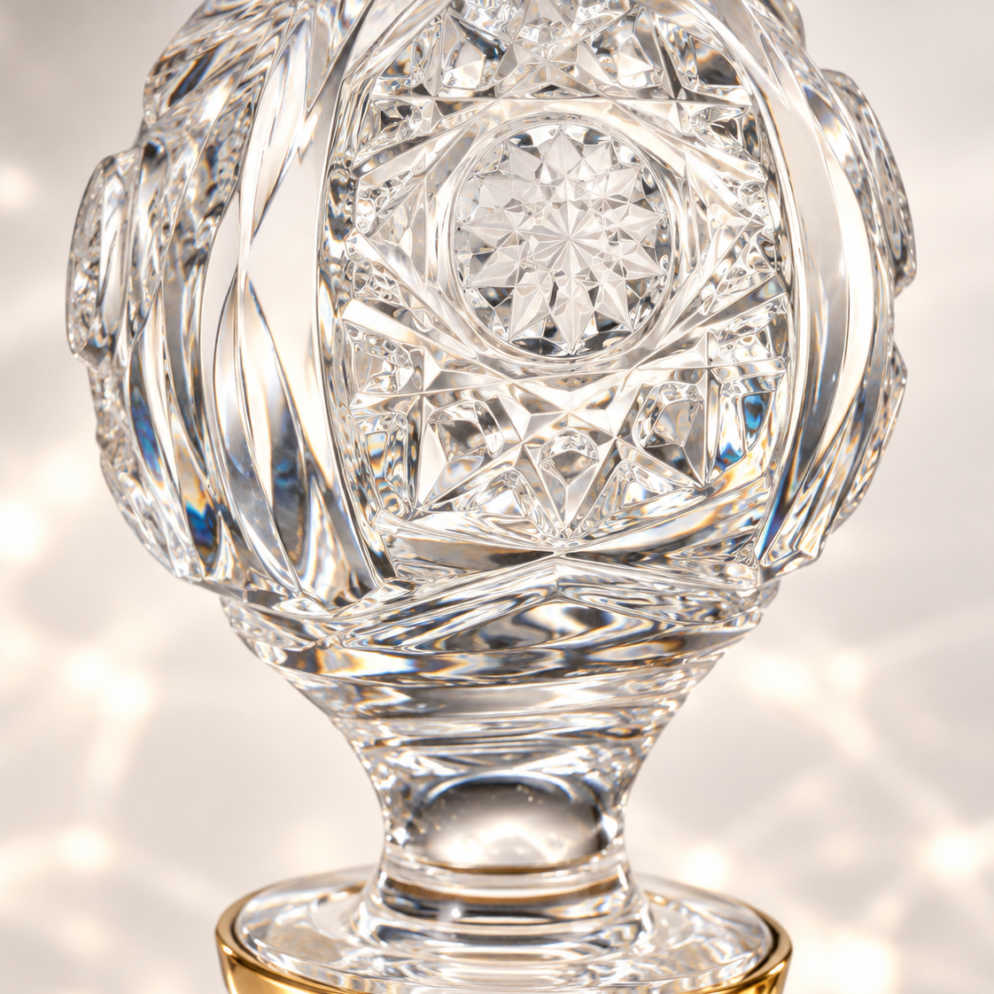 Mignon Gold Floral Perfume Flacon - Clear with Gold, Close-up