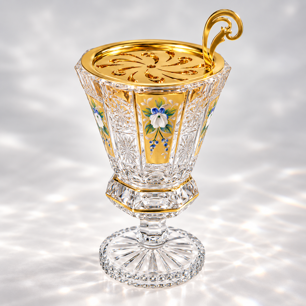 Belvedere Crystal Incense Goblet, Short Floral