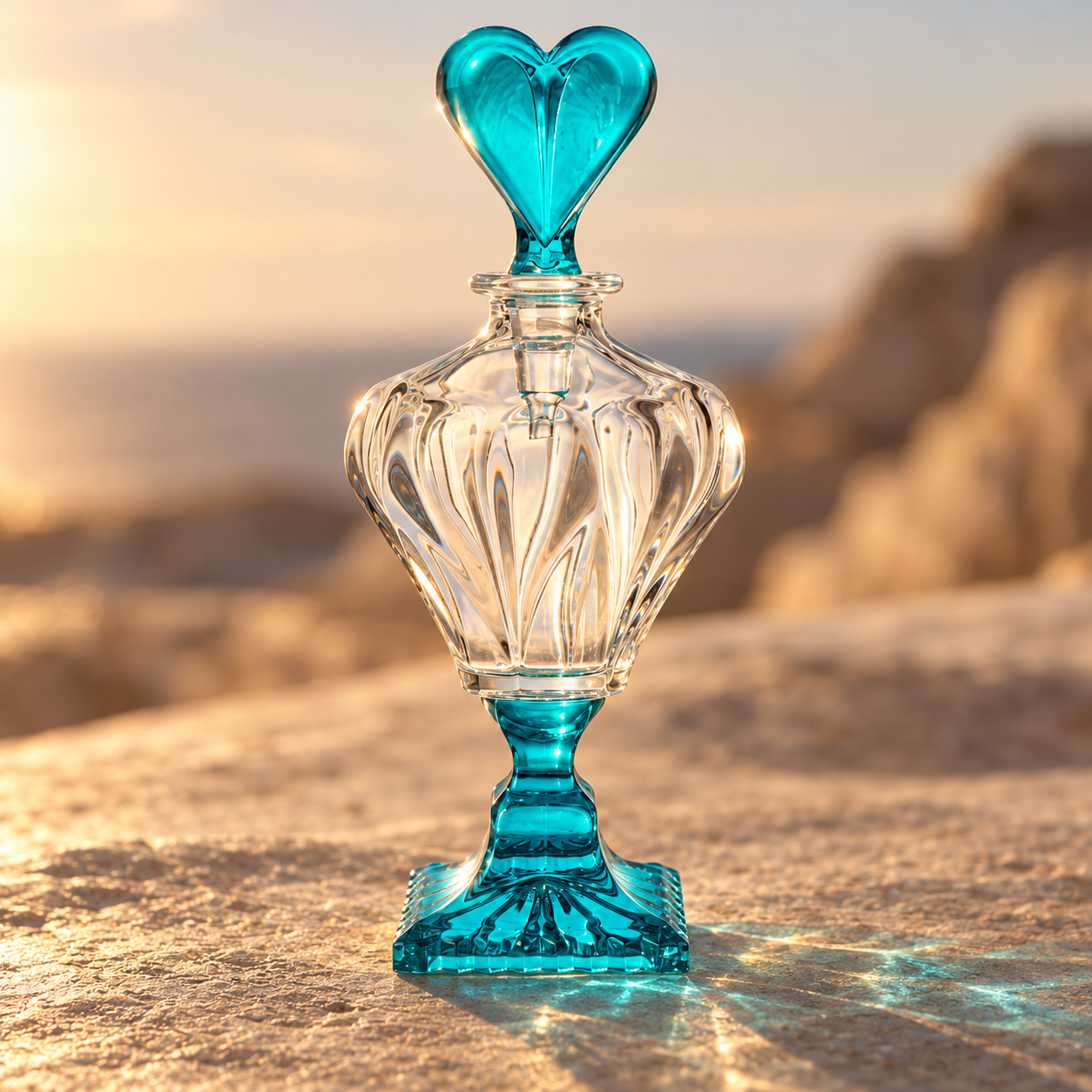 Coeur Footed Perfume Flacon - Aquamarine