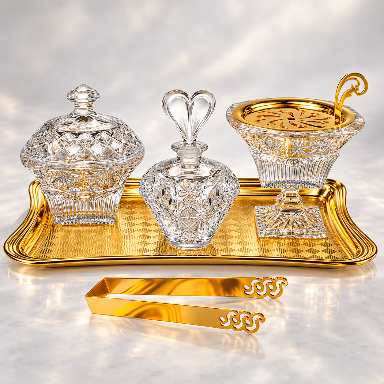 Aroma Quintet Crystal Vanity Set, Crystal