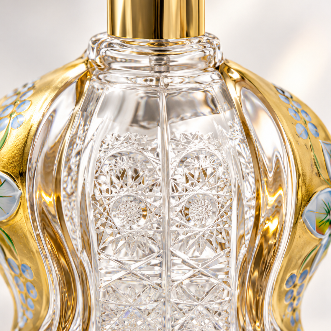 Dome Gold Floral Perfume Flacon - Clear with Gold, Close-up