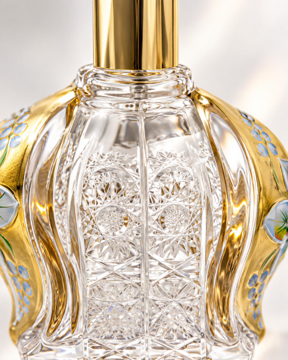 Dome Gold Floral Perfume Flacon - Clear with Gold, Close-up