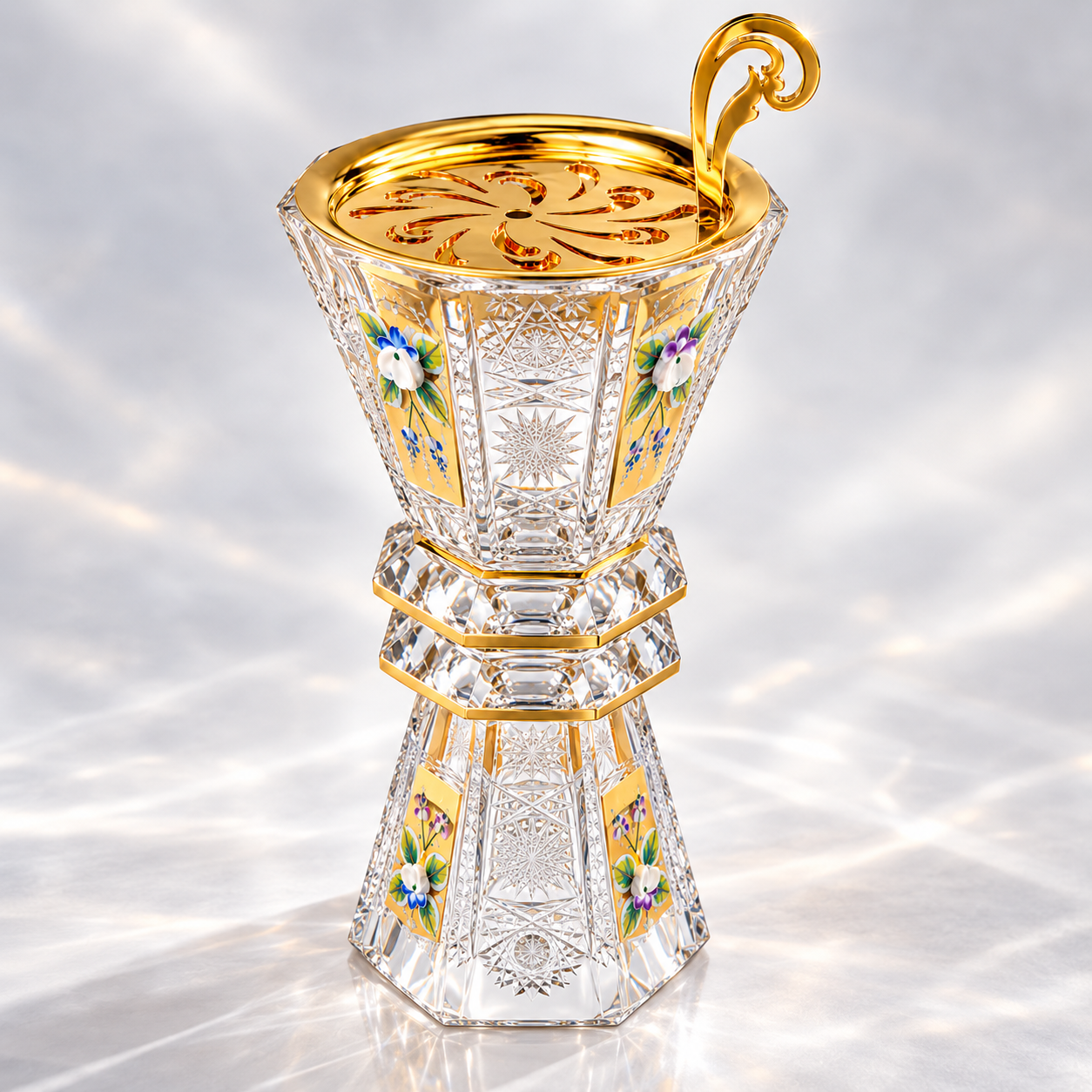 Belvedere Crystal Incense Goblet, Tall Floral