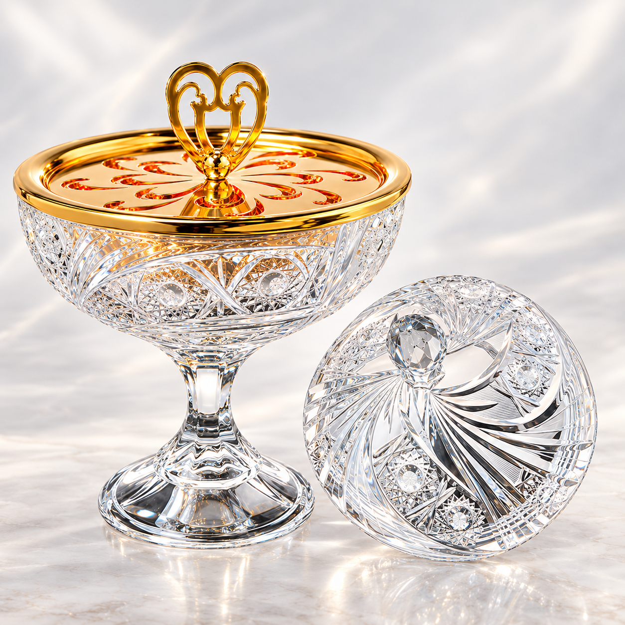 Cristal Coeur Incense Burner Set