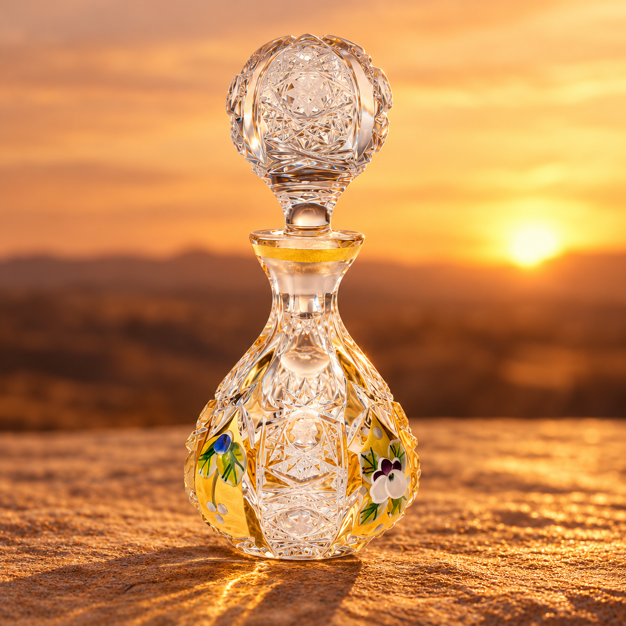 Mignon Gold Floral Perfume Flacon - Clear with Gold