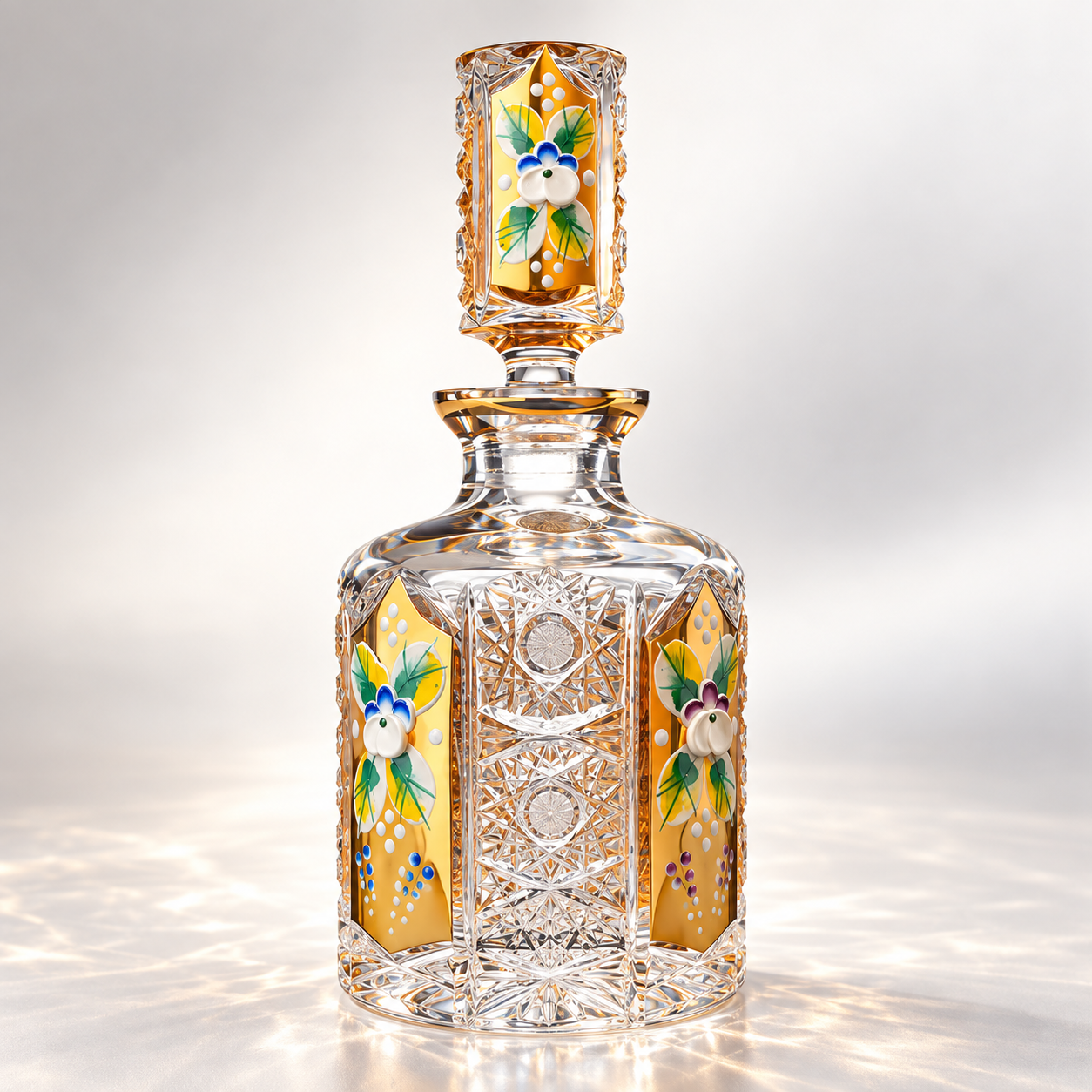 Royale Gold Floral Perfume Decanter, Small - Clear with Gold