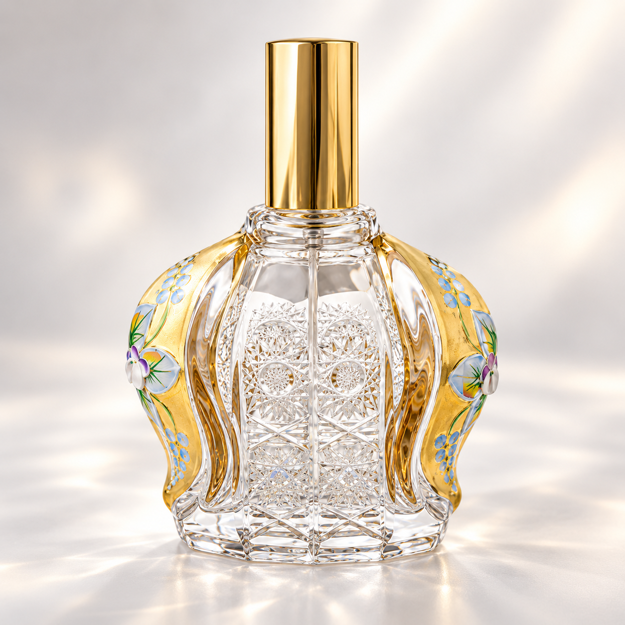 Dome Gold Floral Perfume Flacon - Clear with Gold