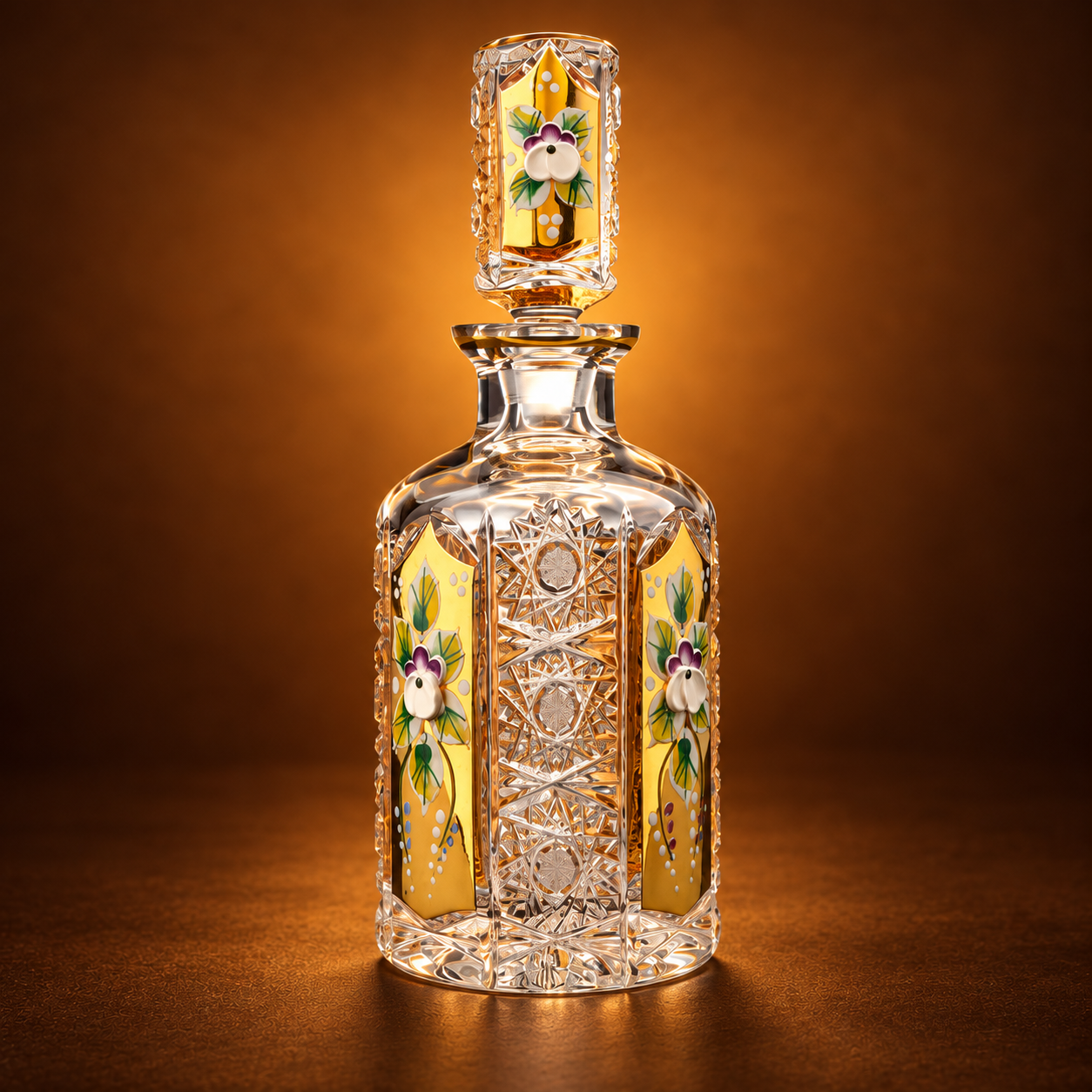 Royale Gold Floral Perfume Decanter, Large - Clear with Gold