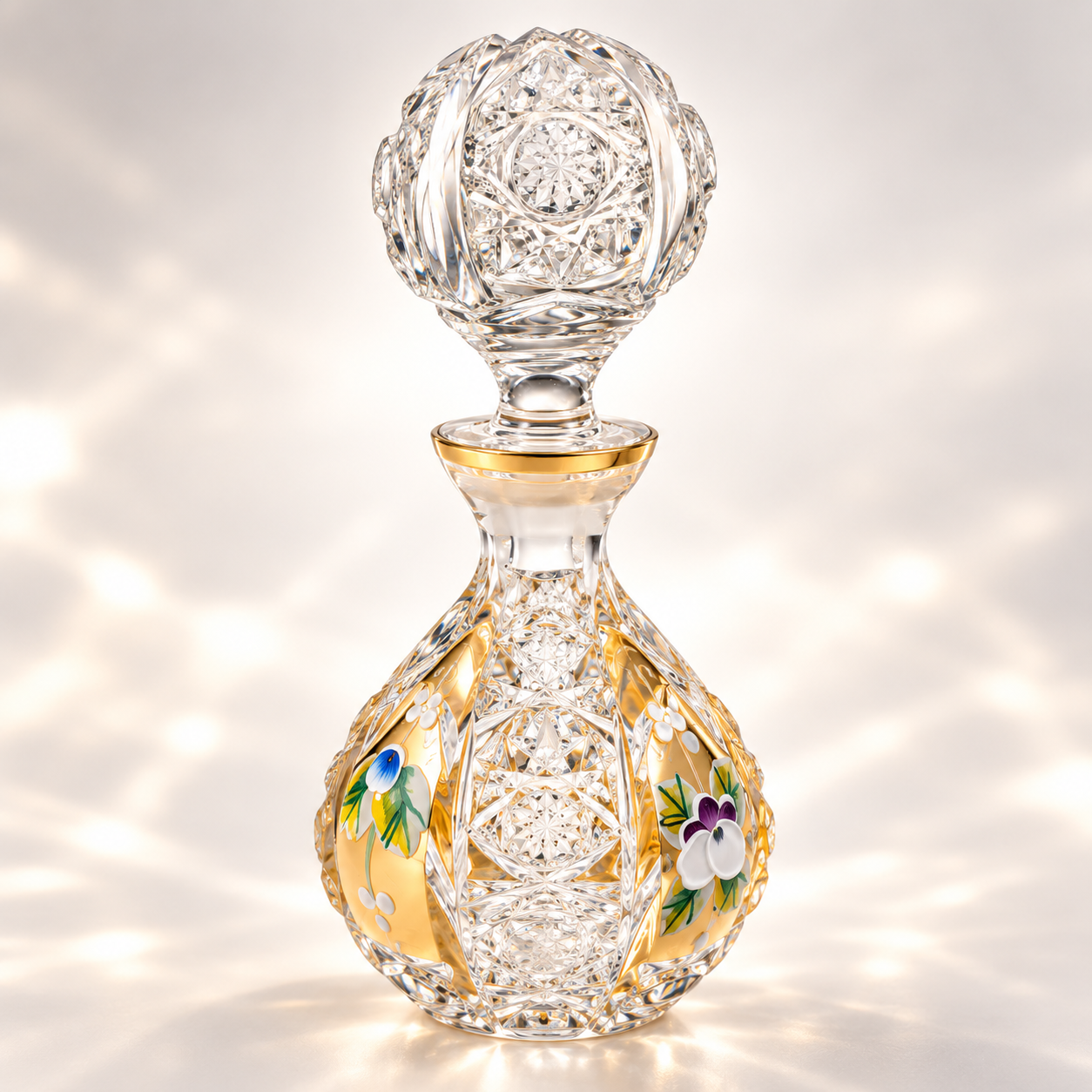 Mignon Gold Floral Perfume Flacon - Clear with Gold