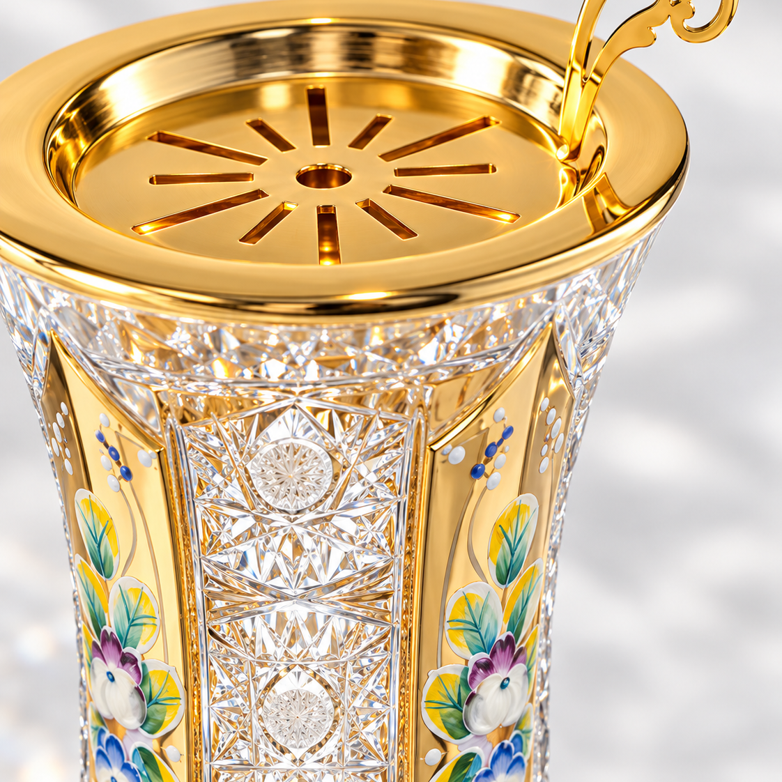 Florale Aurum Vase Incense Burner, Close-up