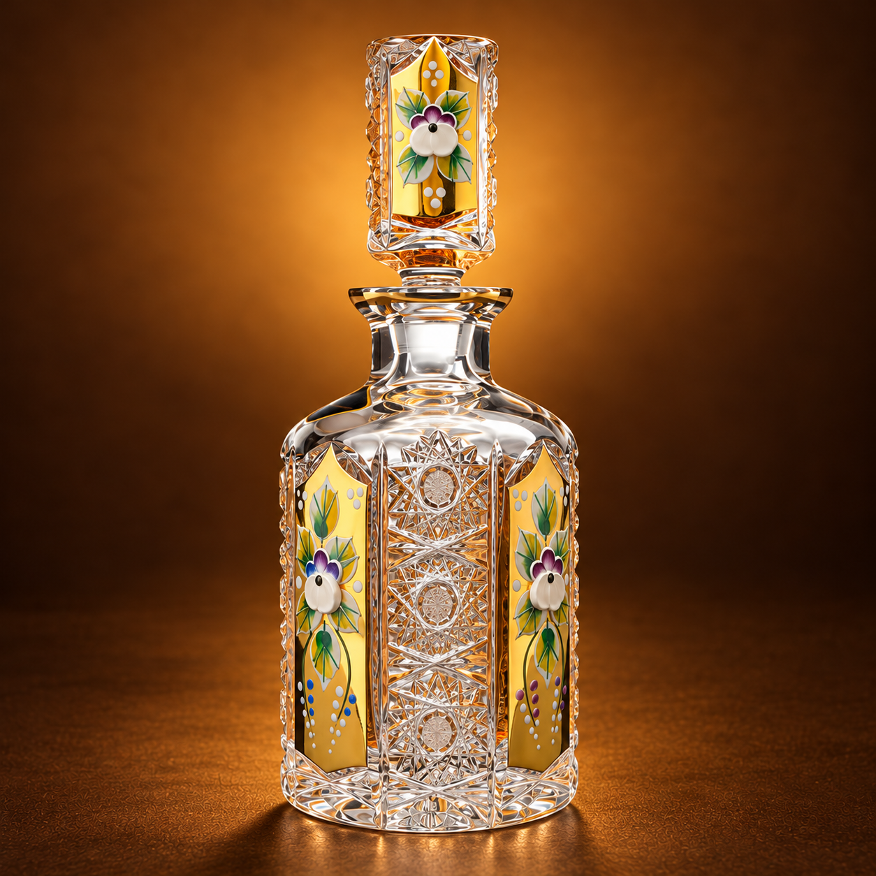 Royale Gold Floral Perfume Decanter, Small - Clear with Gold