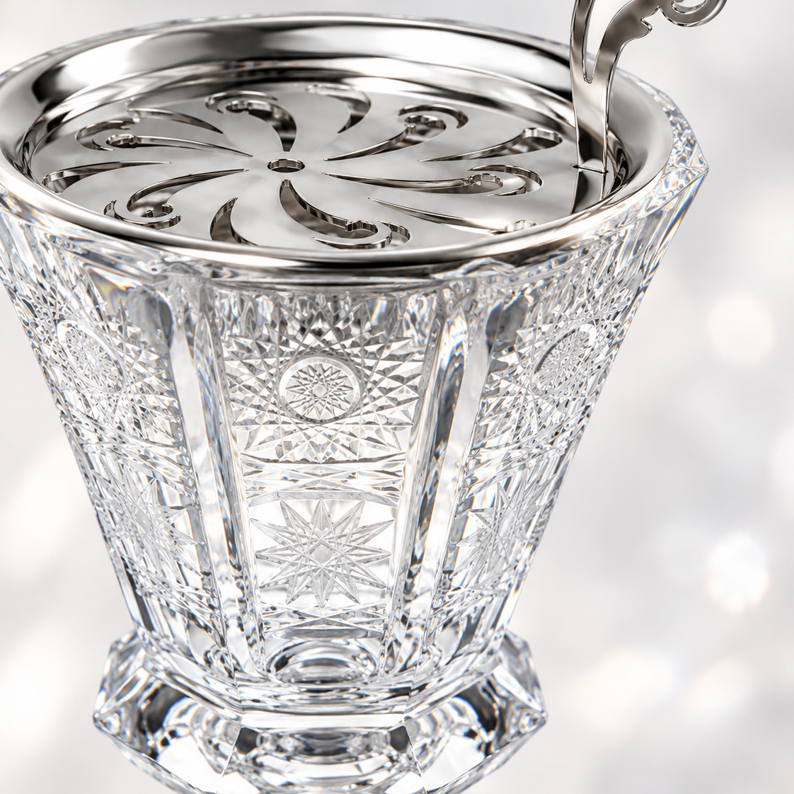 Belvedere Crystal Incense Goblet, Short, Close-up